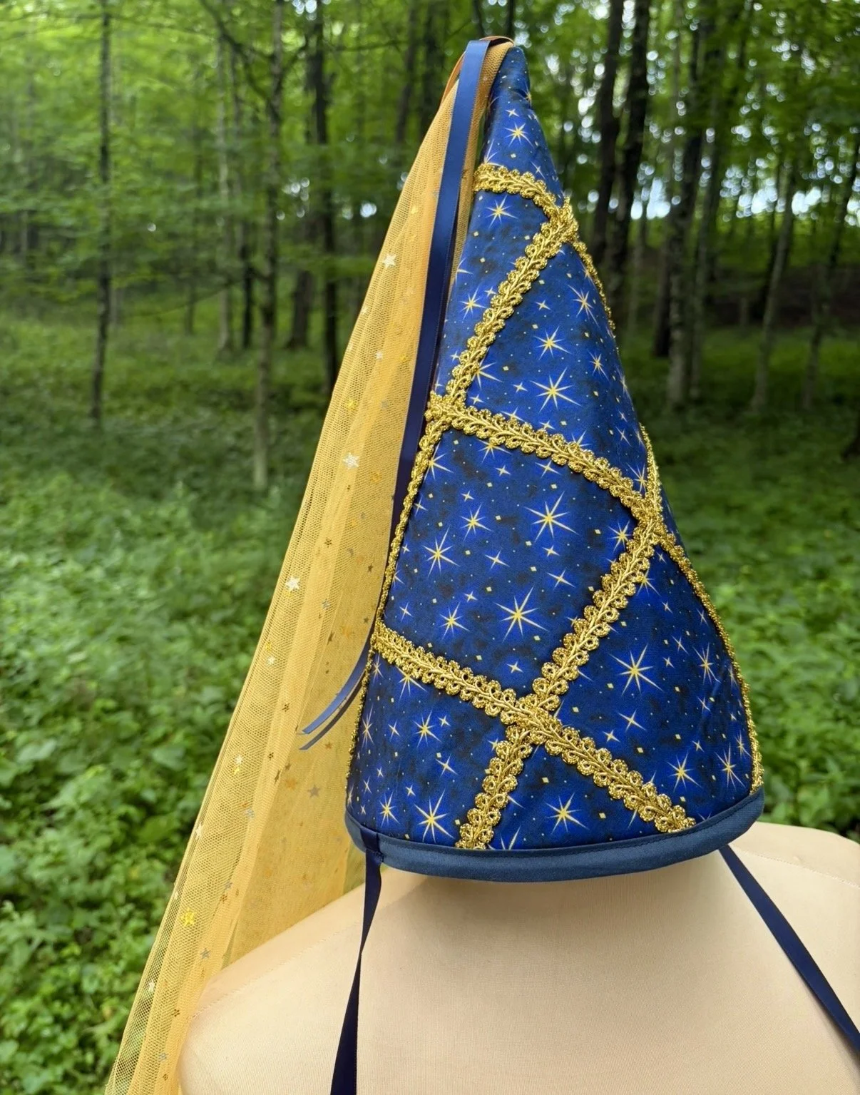 Adult Princess Hat - Bright Blue Stars