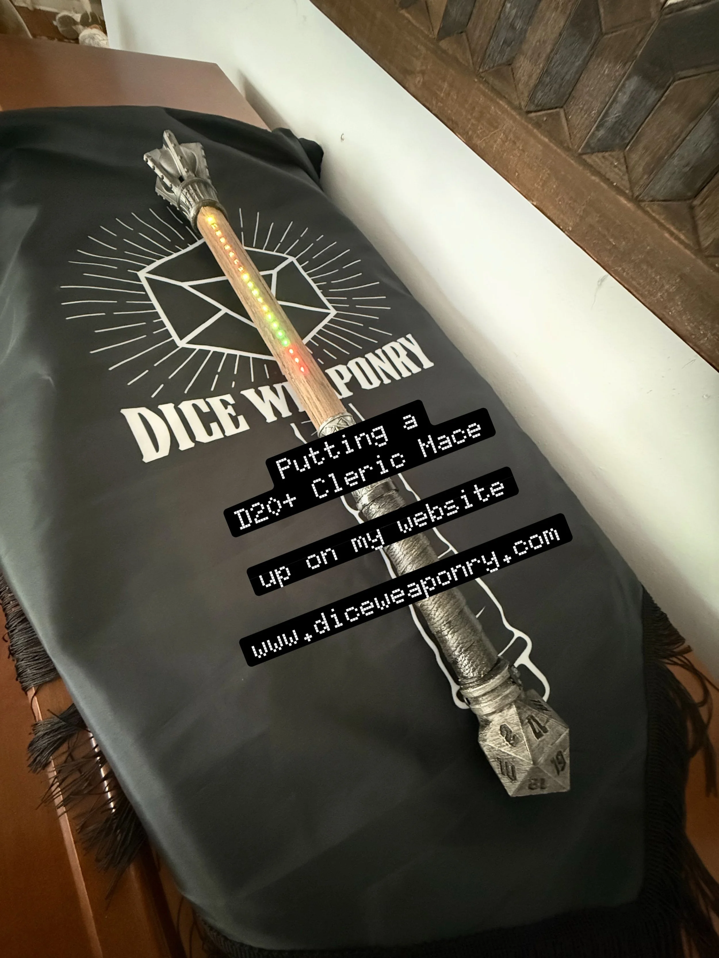 now up at www.DICEWEAPONRY.com

Uses a unique seeding process that uses motion to produce RNG

Roll results stay until you ready it again.

Hold the button down to cycle through fire/theme mode, and D4 through D20. 

Every weapon is rechargeable with