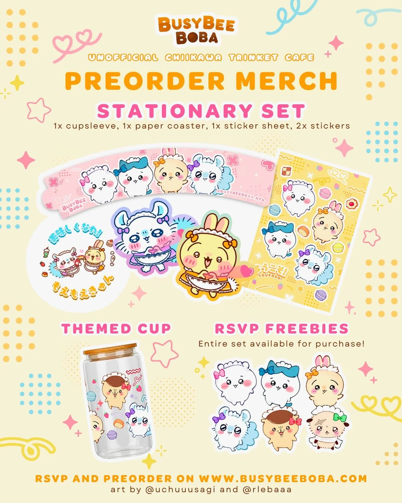 Event merch is live! ˙✧˖&deg;
Preorder now to guarantee a cupsleeve + discounted goodies - link in bio!

⟡ ݁₊ . Preorders close Saturday, November 22, so grab yours quick!

⟡ ݁₊ . Our event merch is for in-person pickup only at the pop-up. Items will