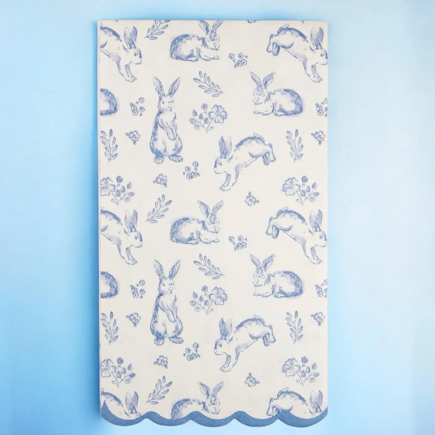 Blue Bunny Scalloped Toile Napkins