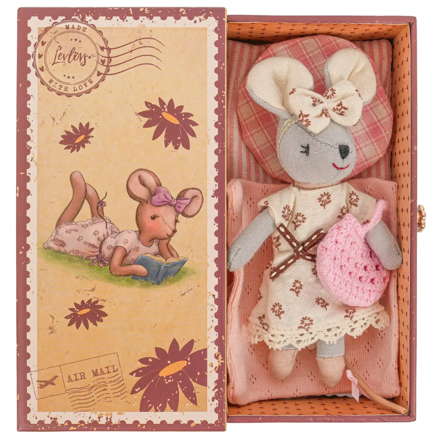 Levlovs Mouse Sophia in Stamp Holder Box with Bedding 2.jpeg