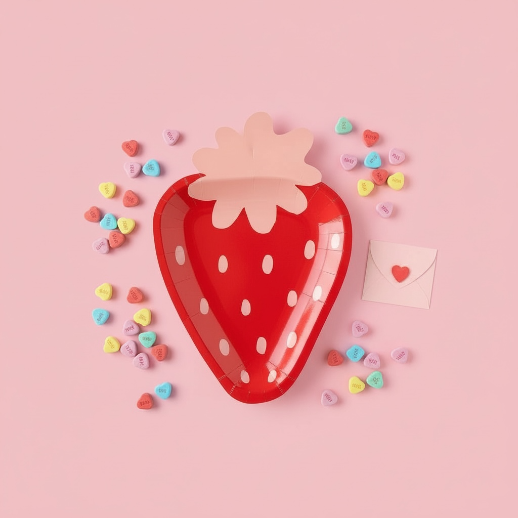 Sweet Strawberry Shaped Party Plates 1.png