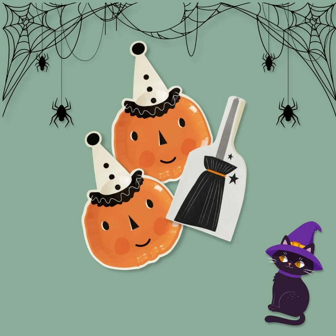 Vintage Halloween Pumpkin Shaped Paper Plate Set 2.jpg