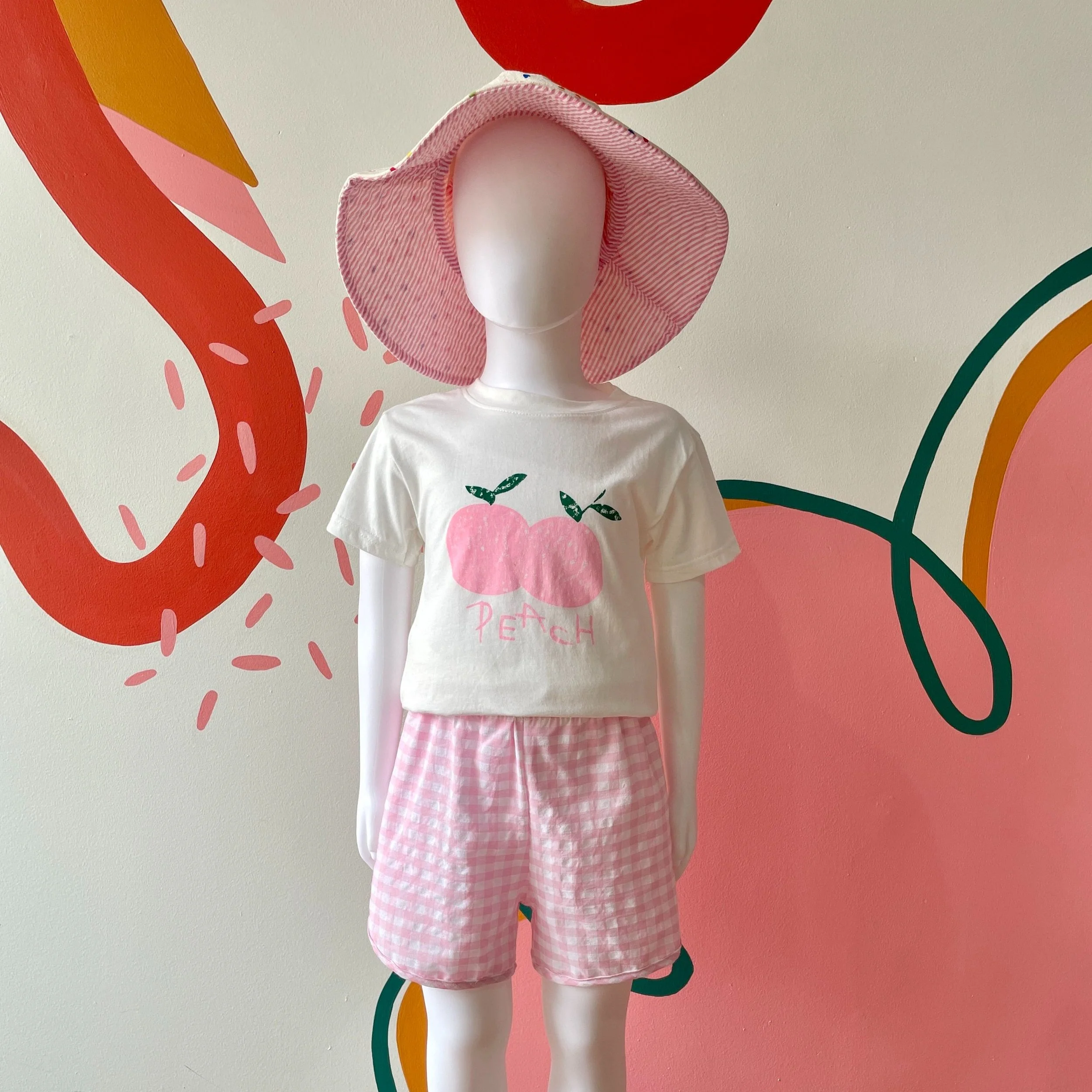 Pink Peach Gingham Set