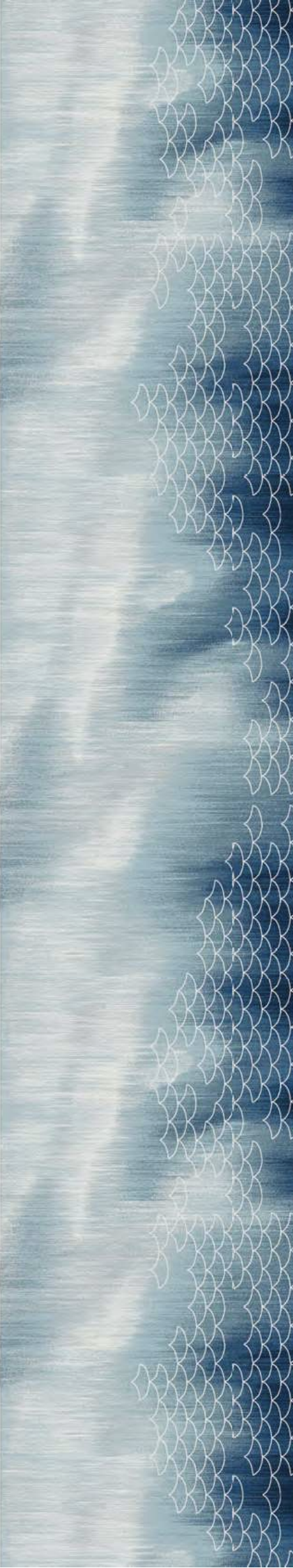 Axminster and Print Hospitality Carpets - suitable to pubs, clubs, hotels, bars:  A vertical abstract art piece featuring a light blue and white background with a pattern of heart-shaped outlines arranged in a wave-like formation.