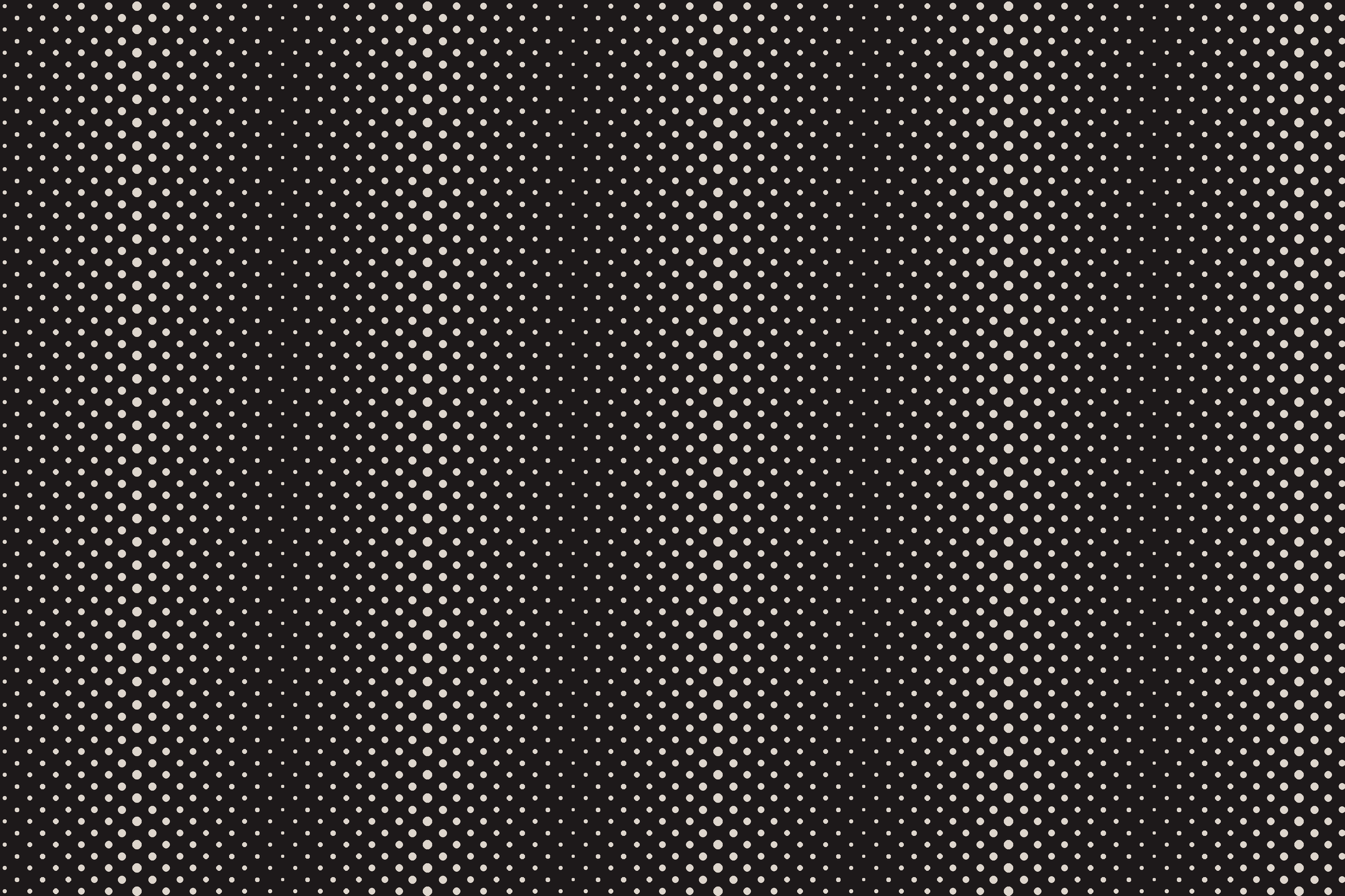 Pattern of white dots varying in size on a black background.