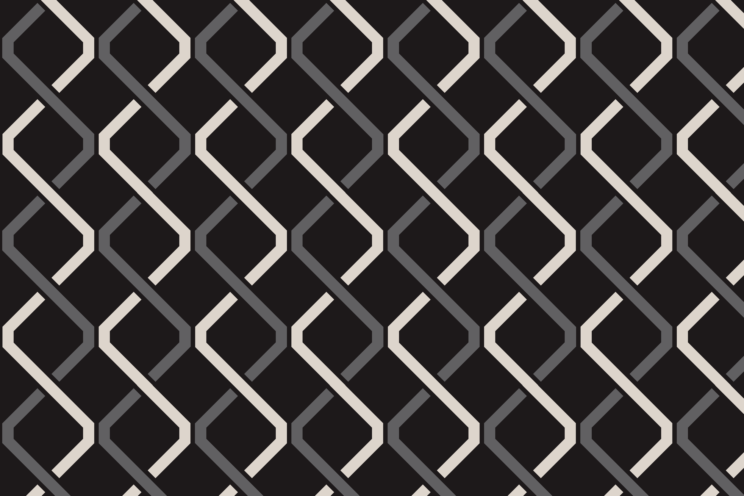 A seamless pattern of black, white, and gray honeycomb cells.