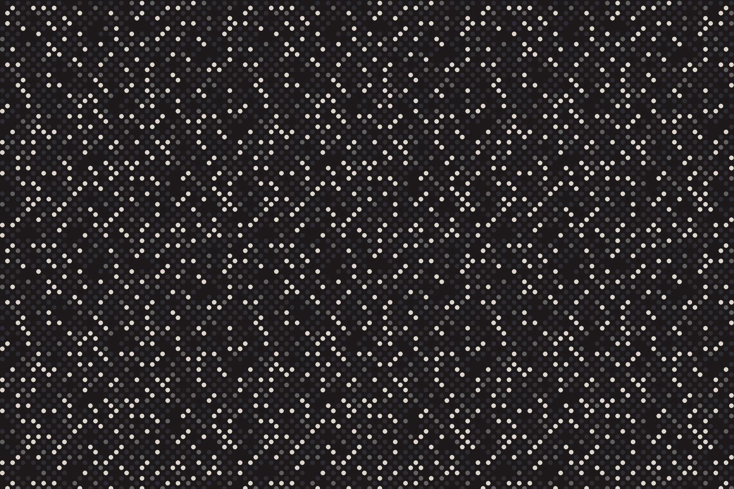 A digital display of small, illuminated dots arranged in a diamond pattern on a black background.