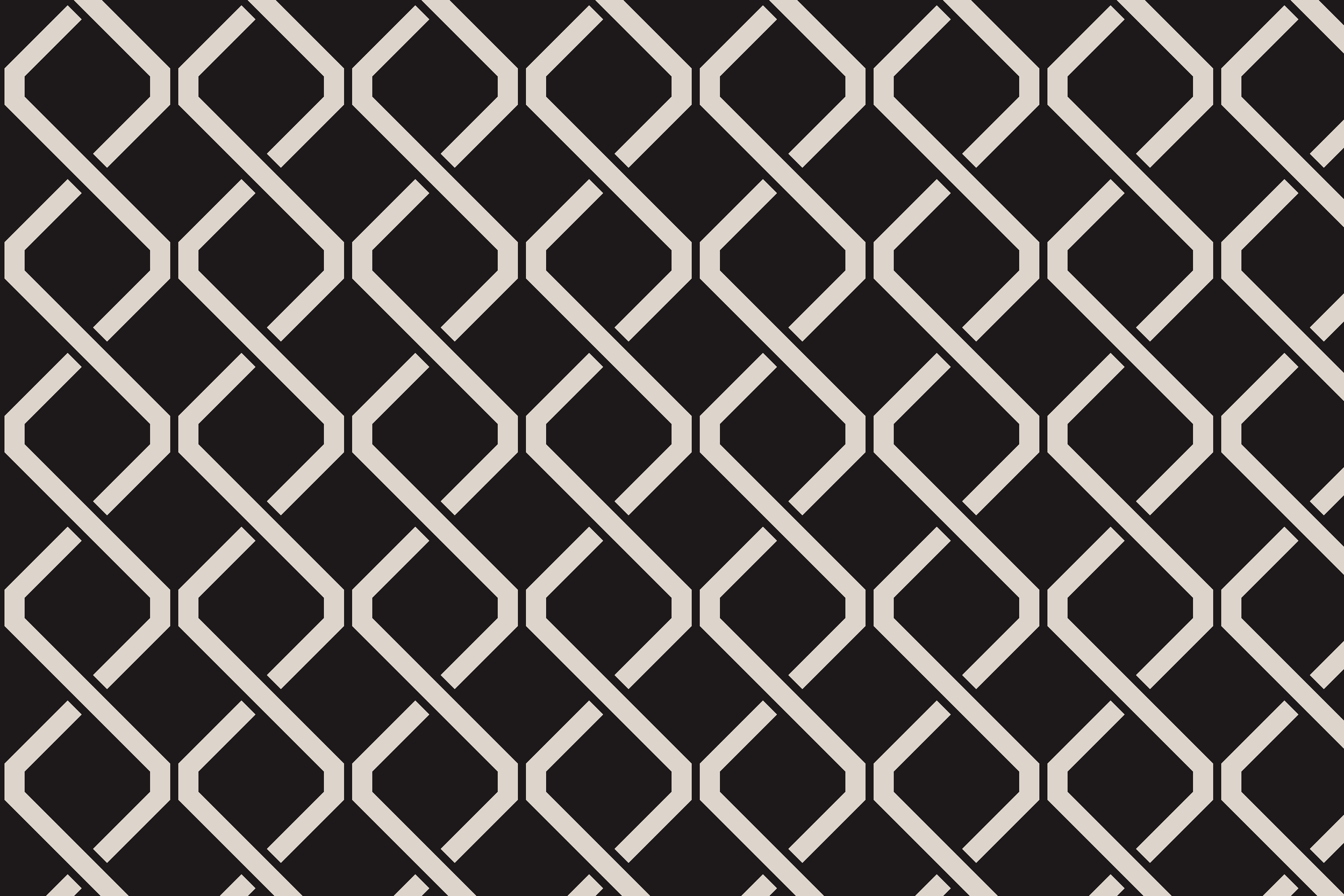 A black and white geometric pattern of interlocking diamonds and lines.