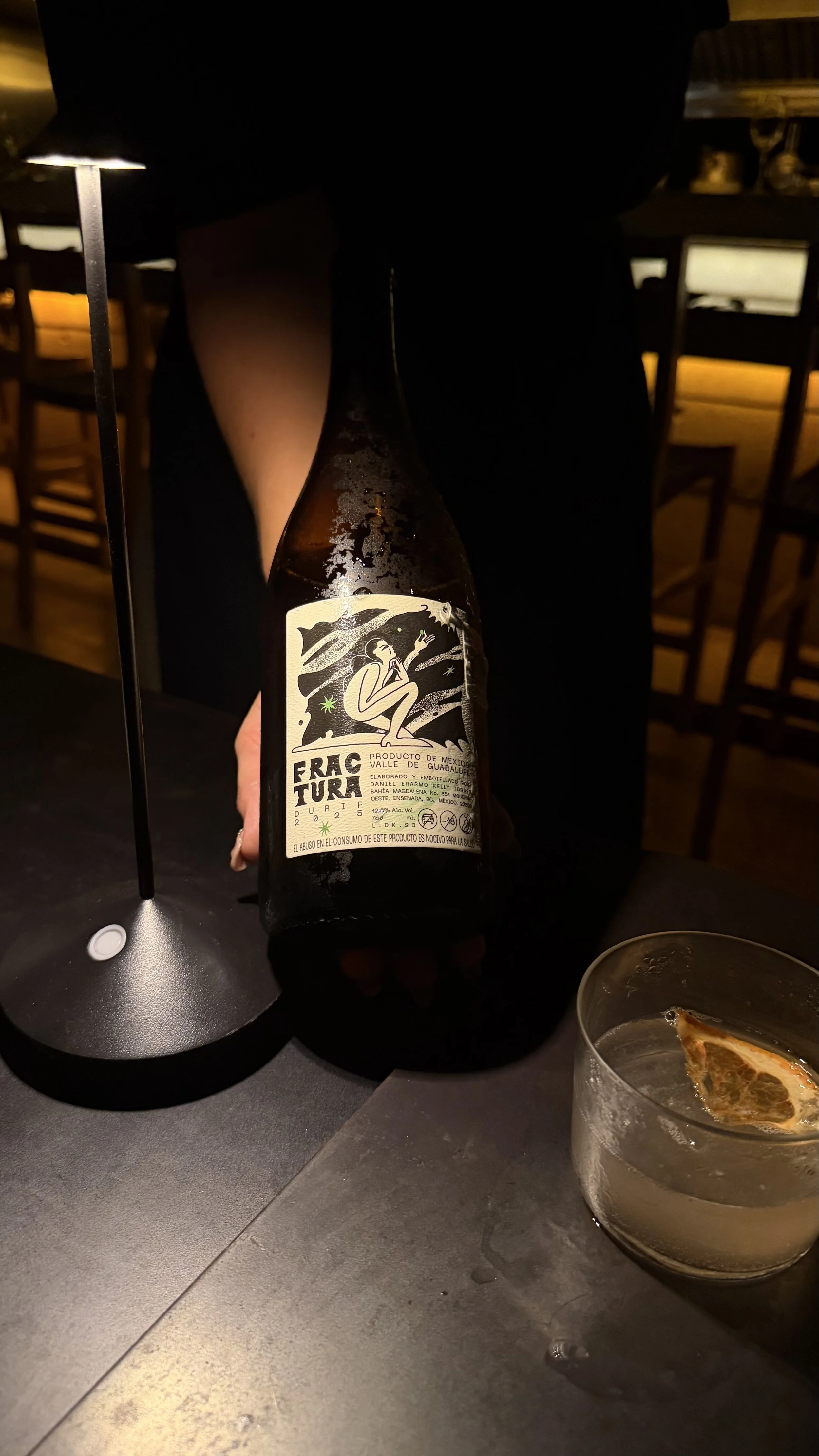 Fractura Durif wine paired with dinner at Glou Glou, Puerto Escondido