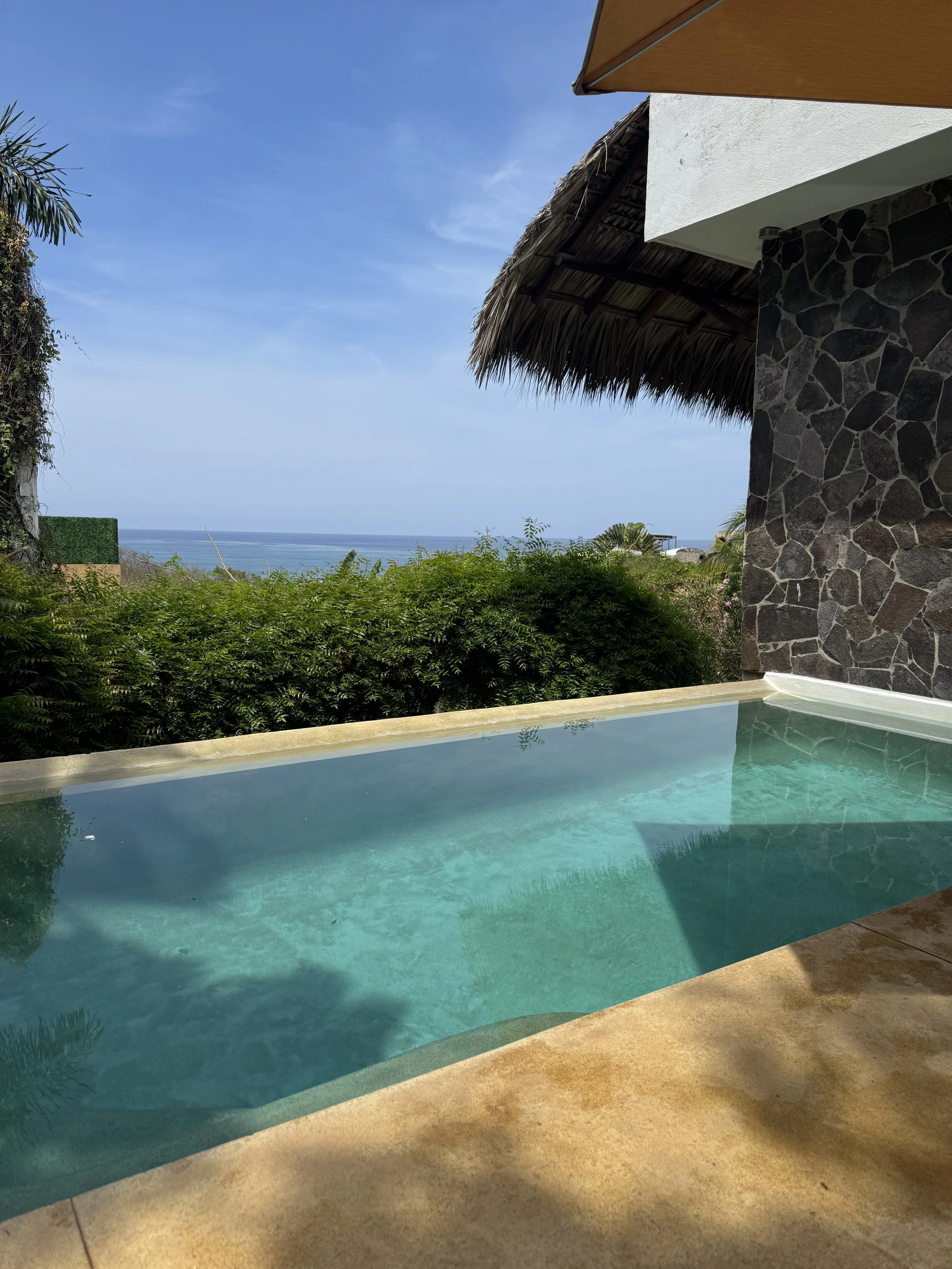 Private plunge pool with ocean view at Villas Alebrijes, Barra de Colotepec, Puerto Escondido