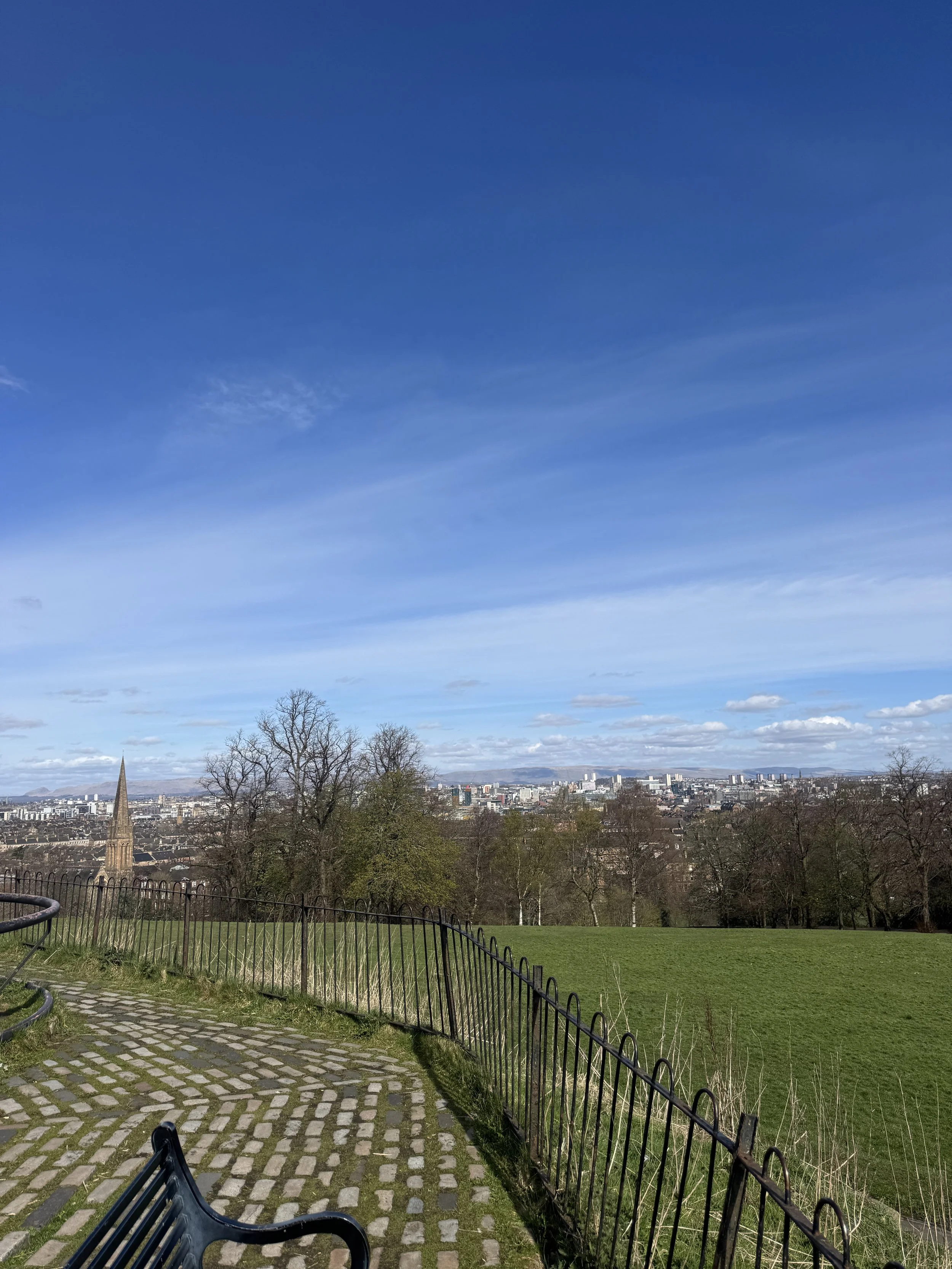 Views of Glasgow from top of hill at Queen's Park Scotland