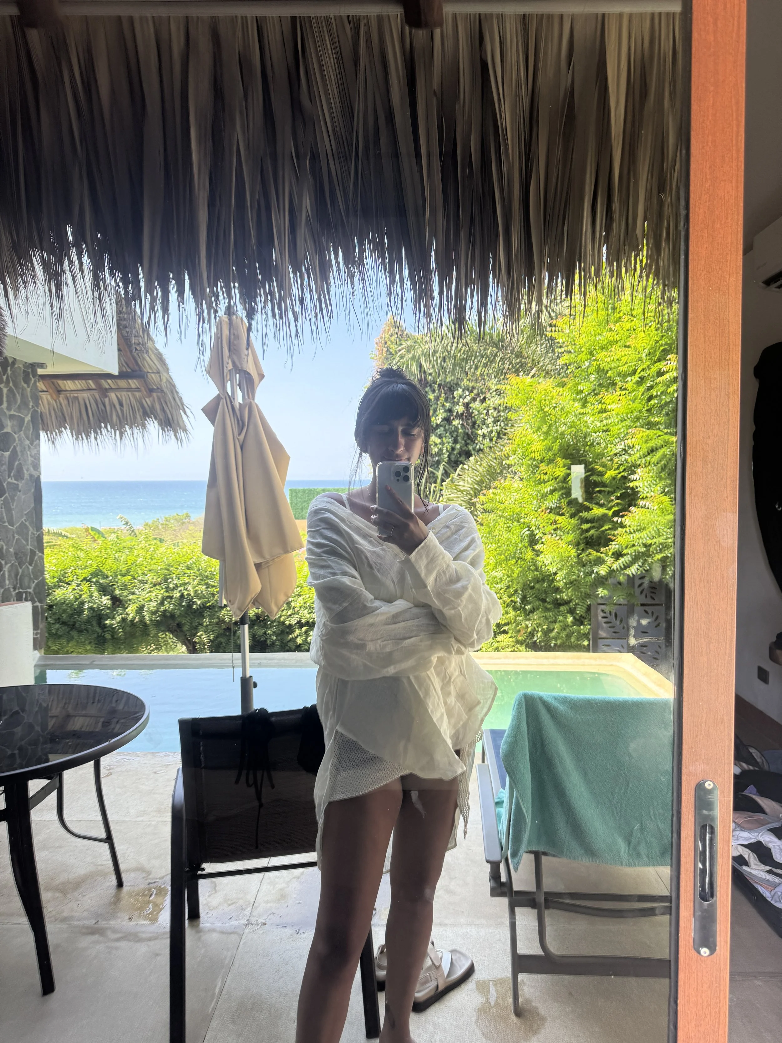 Guest room terrace and pool view at Villas Alebrijes, Barra de Colotepec, Puerto Escondido