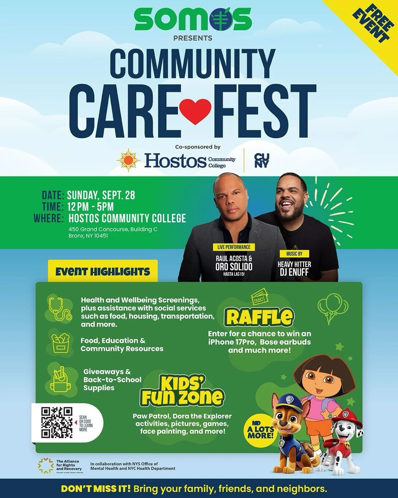 Check me out this Sunday Sept 28th from 12-5p at Hostos Community College in the Bronx for the Somos &ldquo;&nbsp;&nbsp;Care Fest&rdquo; Let&rsquo;s stay healthy my people&rdquo; #theheavyhitterdjs