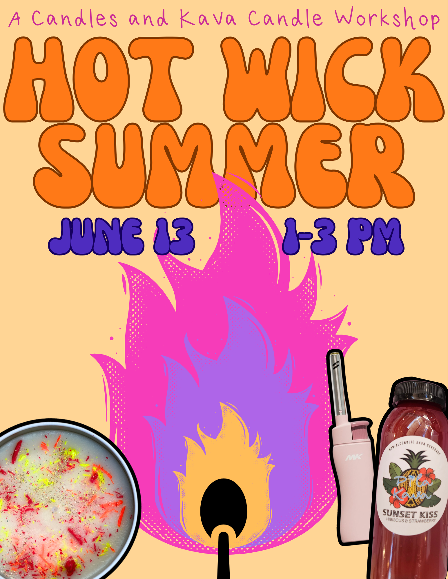 June Hot Wick Summer Kava + Candles Candle Workshop