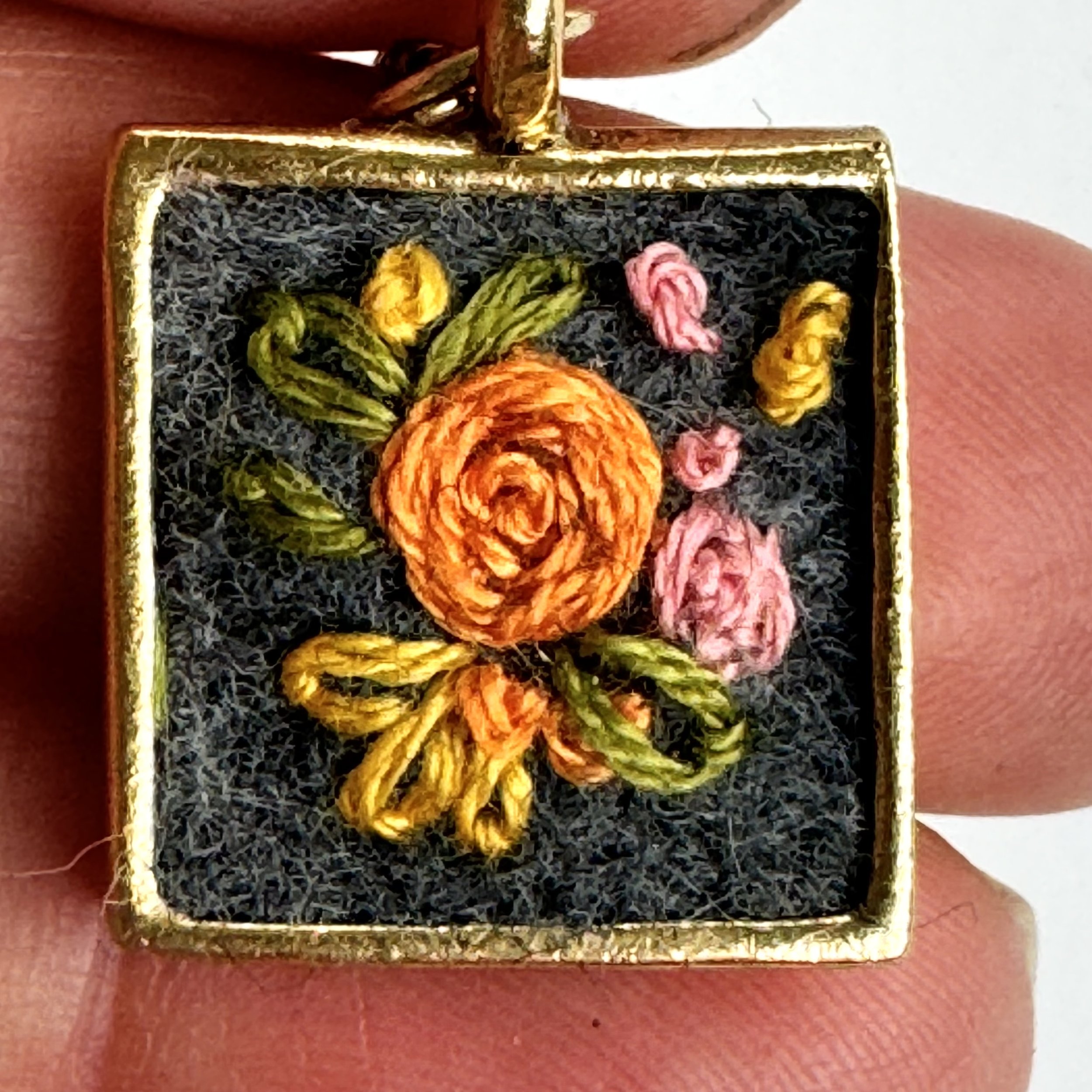 Orange rose blossom pendant