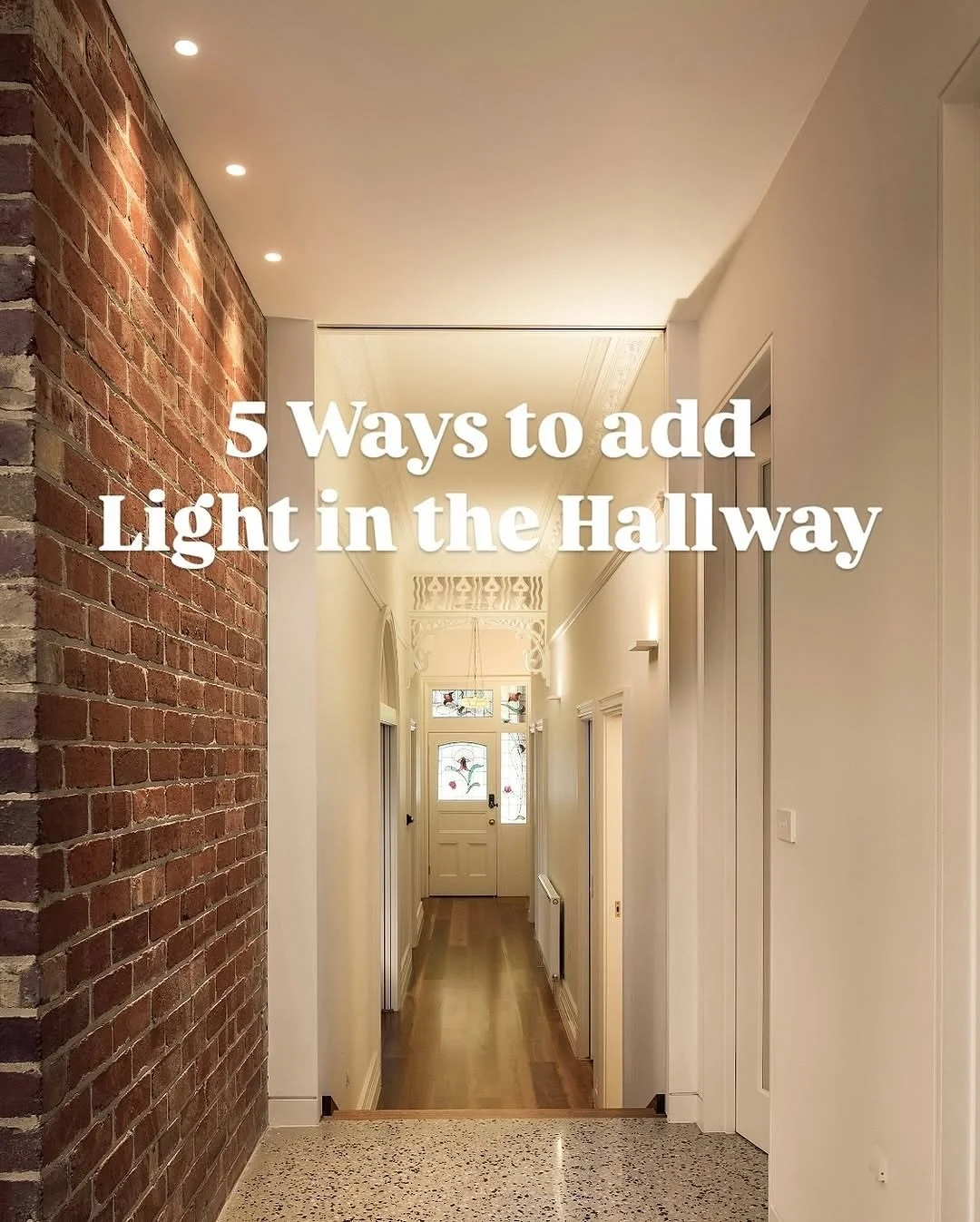 5 alternatives to a runway of glarey downlights in any Hallway. 

You can use any of these ideas - some will suit your space better than others. Layering multiple lighting effects can also enhance the hallway, making it feel more inviting and well-ba