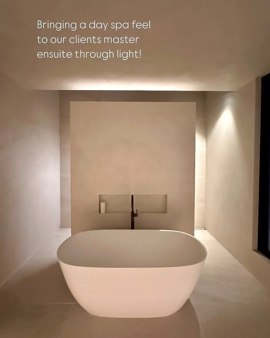 This master ensuite was designed to feel like the inside of a shell &ndash; soft, enveloping, and serene. Our lighting played a quiet but essential role in bringing that vision to life.

Of course layering the light was key - there&rsquo;s functional
