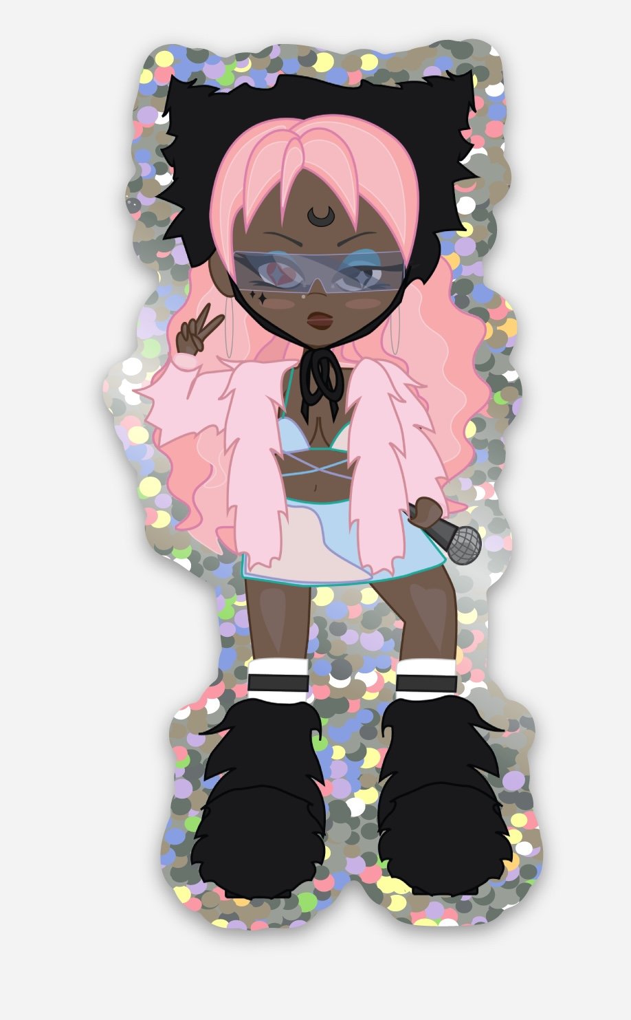 lil' bbymutha glitter sticker
