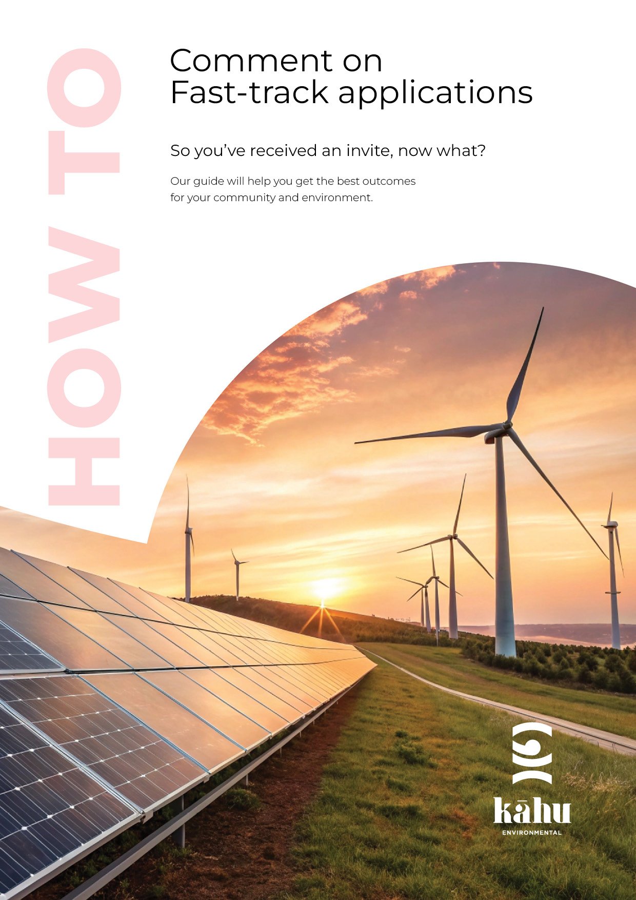 The cover of our new how-to guide featuring a solar and wind farm - typical projects within fast-track.