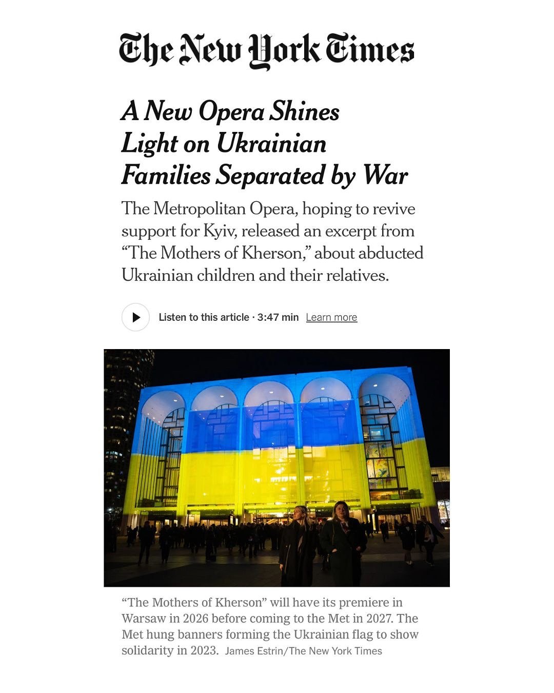 @ukrainianfreedomorchestra is proud to be presenting the world premiere of @kolomiietsmaxim Suite from the Mothers of Kherson as the opening work of its 2025 Resilience Tour this August. The full opera will receive its premiere at the Polish National