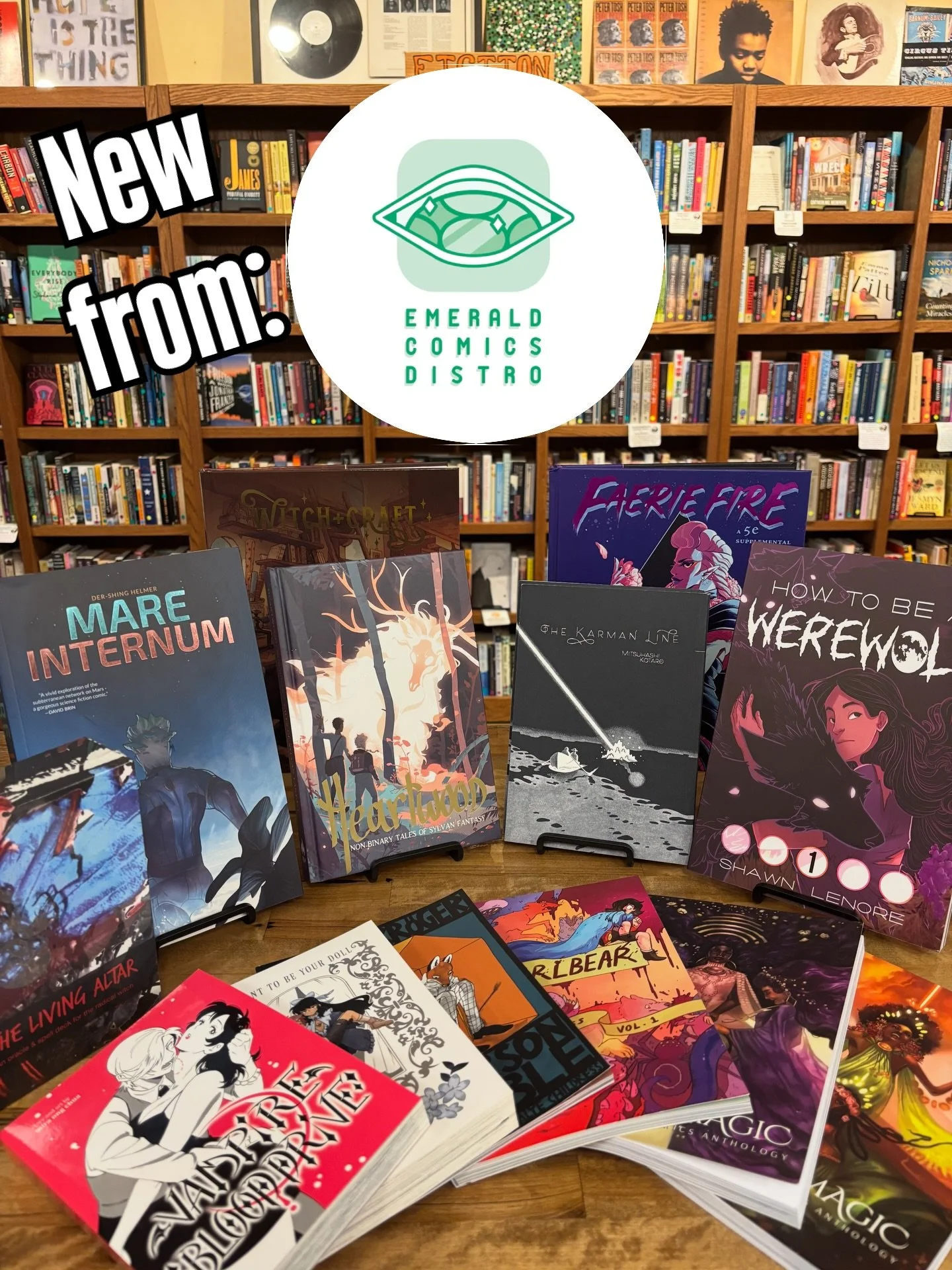 We&rsquo;re now partnering with Emerald Comics Distro to stock an excellent range of graphic novels, manga, and TTRPG books from independent authors! 

(Does this presage an expansion of our graphic &amp; manga sections? WHO&rsquo;S TO SAY)

#booksto
