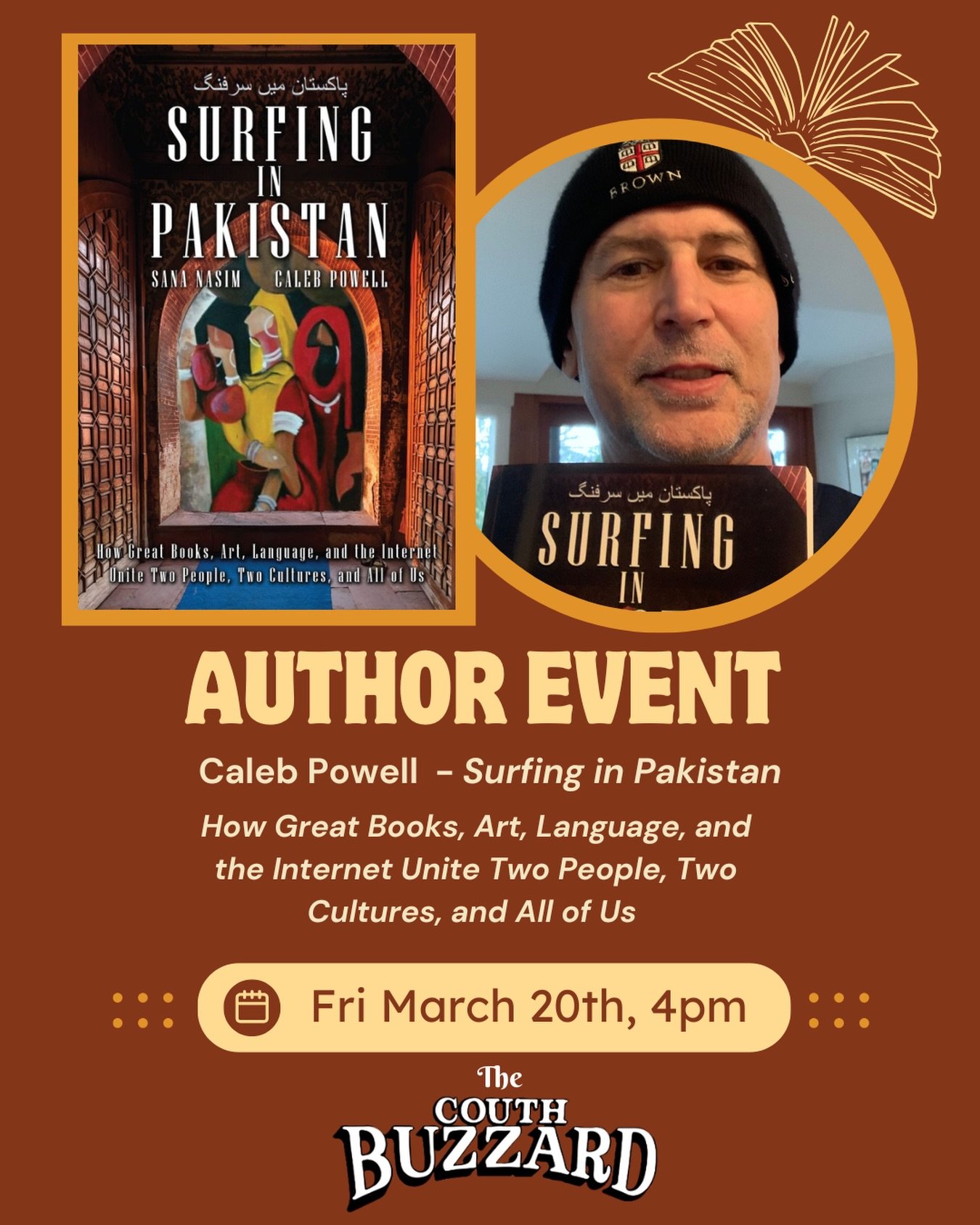 We&rsquo;re very pleased to have Caleb Powell, author of Surfing in Pakistan, at the Couth this Friday! His and Sana Nasim&rsquo;s account of how literature can unite us could not be arriving at a better time. 

#authorevent #bookstore #seattle #inde