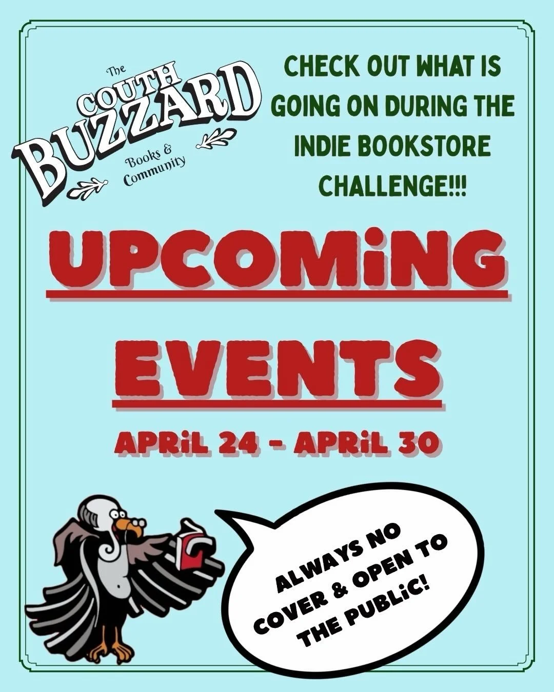 A PACKED calendar this weekend as we celebrate Seattle Independent Bookstore Day! Starting tomorrow pick up your passport at the Couth Buzzard and check out these awesome community events while you&rsquo;re here! (Edited previous post to correct queb