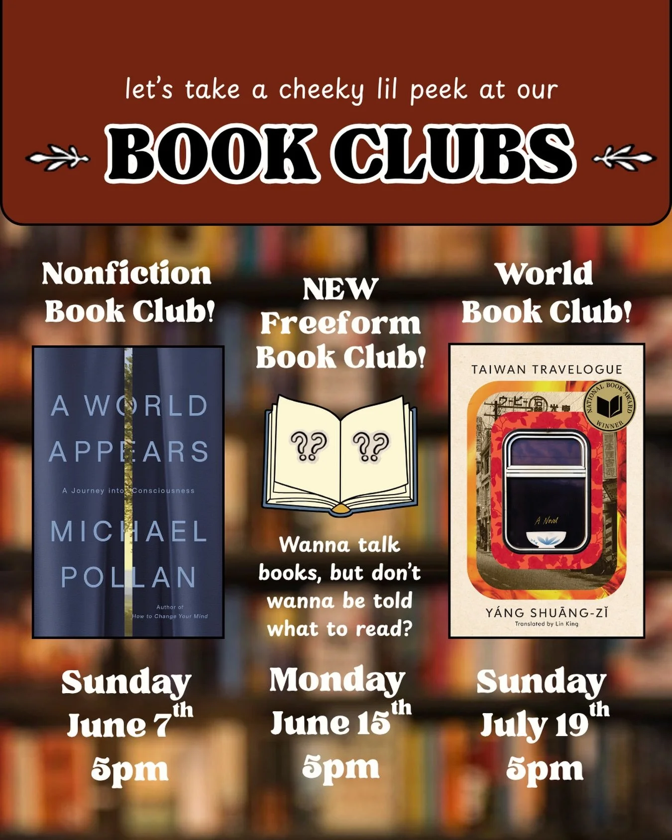 Taiwan Travelogues won the Booker mere days after we selected it for our book club - coincidence?!

We had a great turnout for our first Freeform book club - come and chat, and walk away with an even longer TBR list!

#seattle #greenwood #bookclub #b