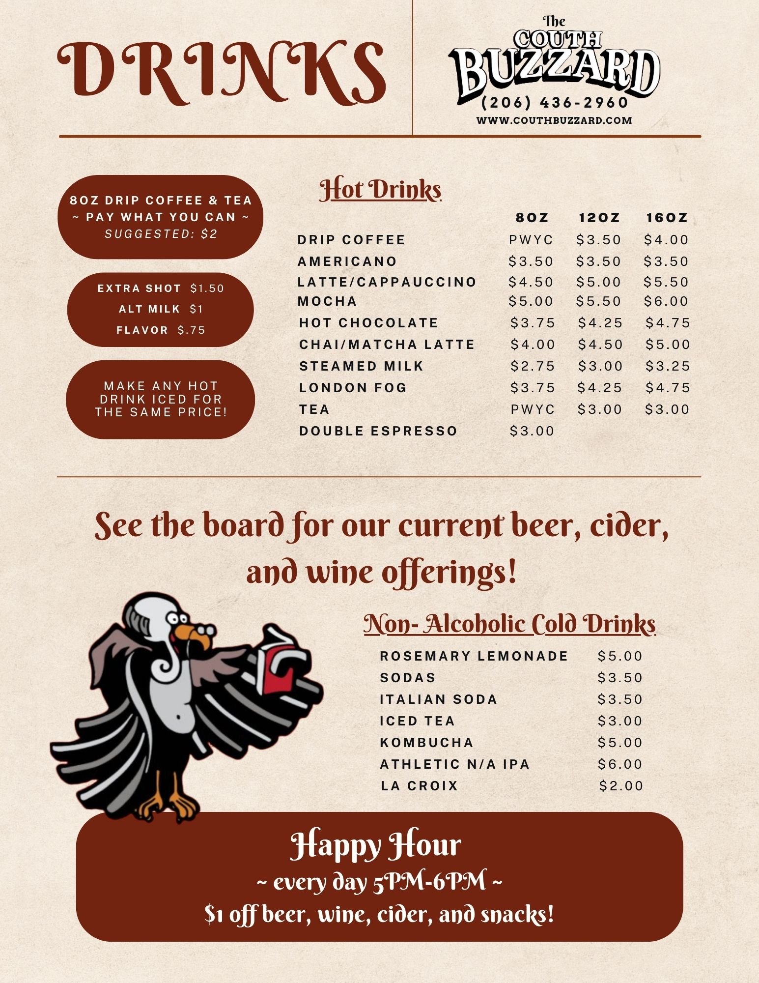 Cafe Menu The Couth Buzzard Cafe Menu The Couth Buzzard