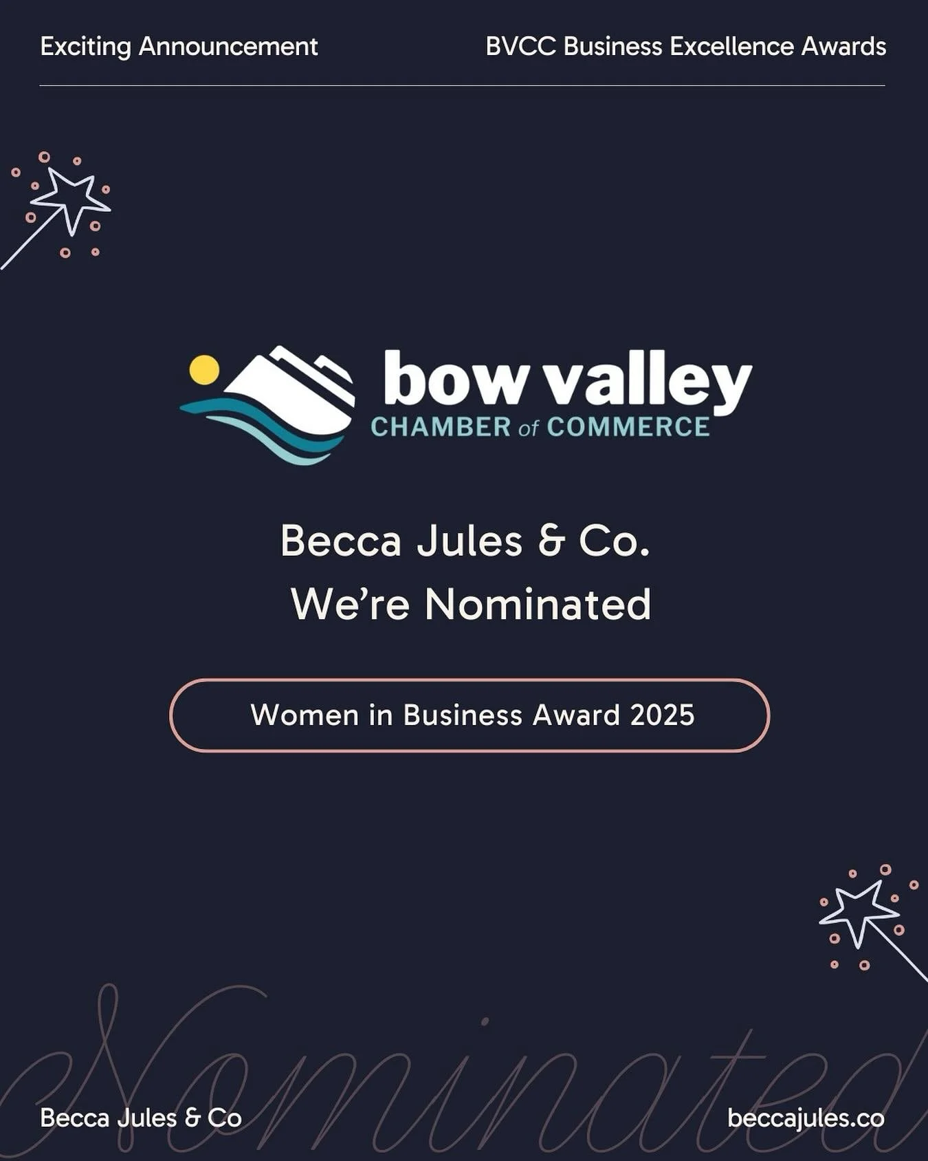 Tonight&rsquo;s the night!

I&rsquo;m honoured to be nominated for the Women in Business Award through the @bowvalleychamber.

It&rsquo;s been such a joy to be part of this community and to work alongside so many phenomenal business owners. The Bow V