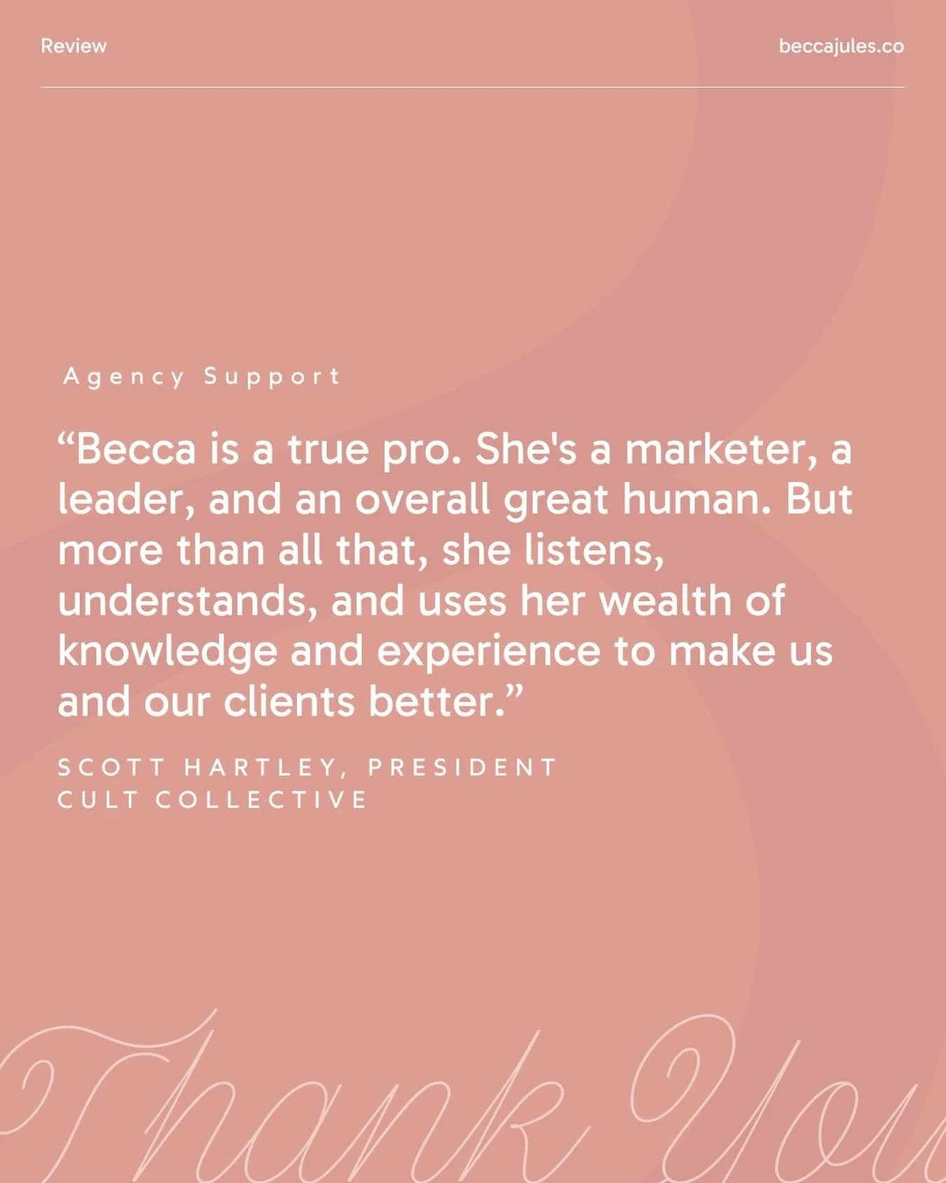 We recently wrapped our Fractional Account support with @cultcollectiveltd and we had a blast. 

Thank you to their president, Scott Hartley for the kind words!