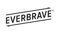 Everbrave logo with black text and diagonal lines behind the word.