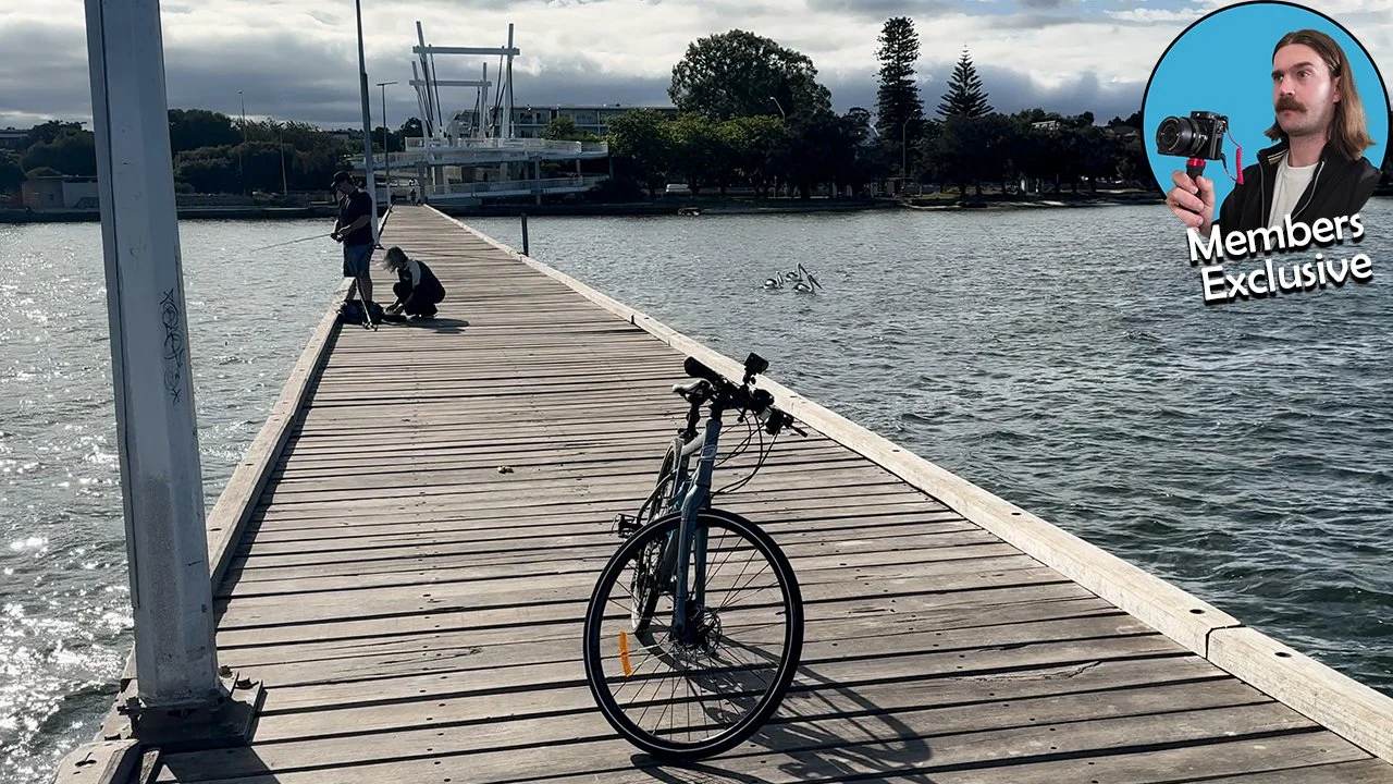 Como Beach filming vlog... on a bike