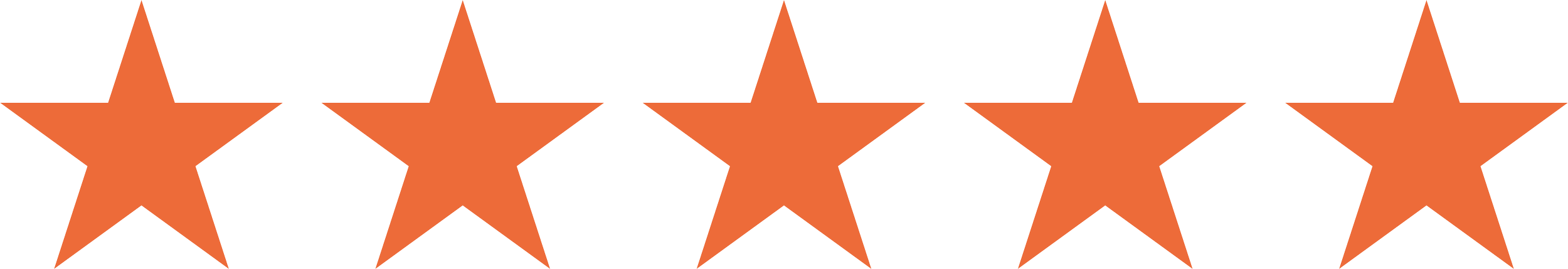 Five orange stars in a row on a black background.