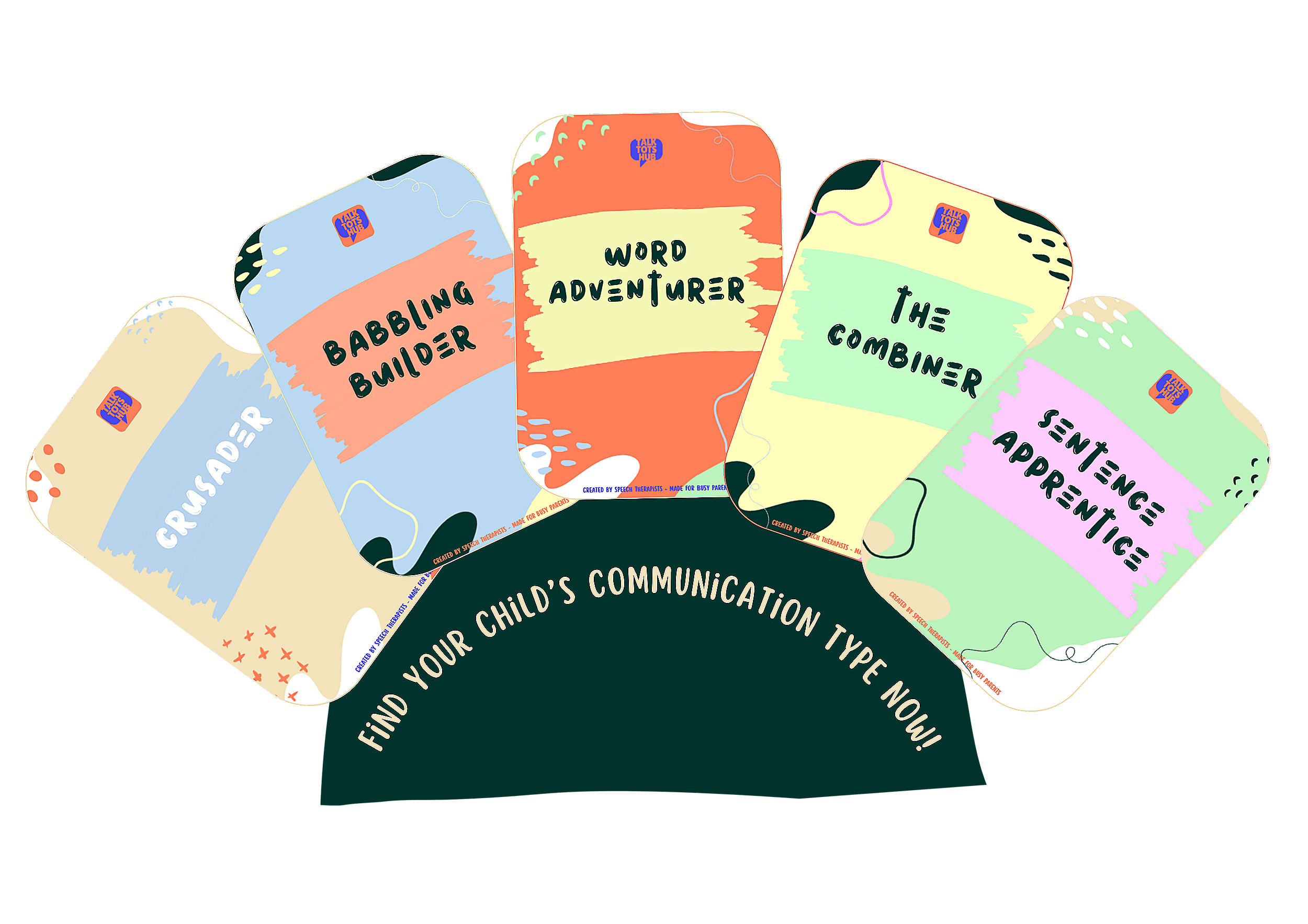find your child's communication type. images of different products for tips to help get their child talking and improve their speech