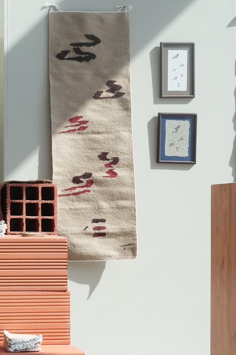 Handmade wool tapestry display