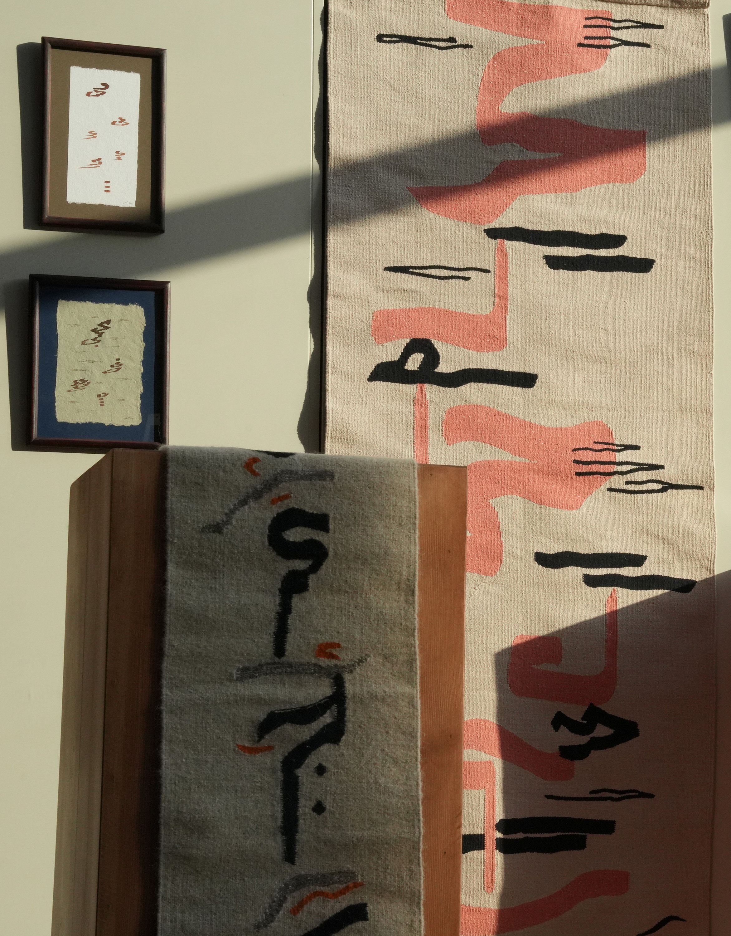 Handwoven tapestries display