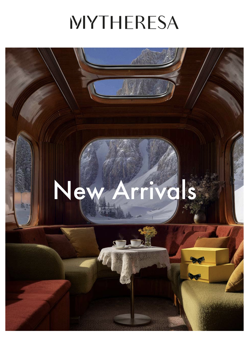 AI Artist Berlin- campaign advertisment image with cretive retro interior of a mountain cabin