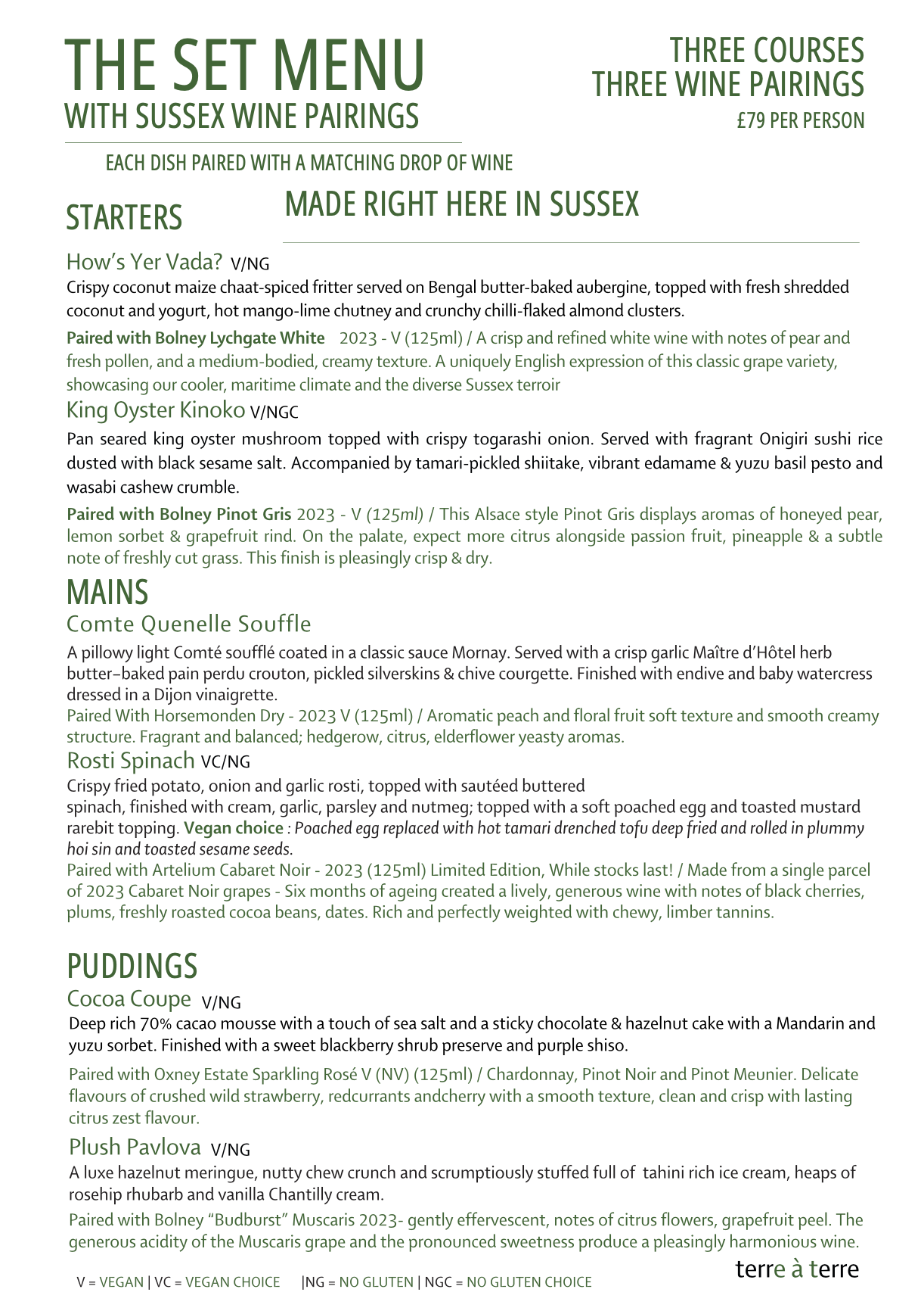 beautiful food veggie vegan menu wine pairing sussex local wine