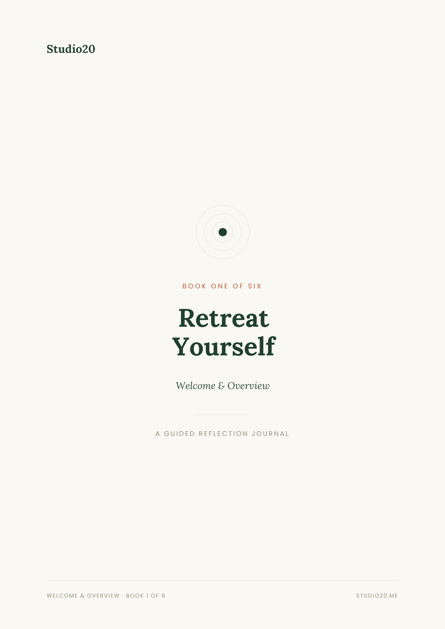 Cover of Retreat Yourself: Pause & Reconnect, a guided reflection journal by Studio20.