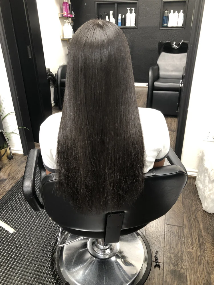 Long, straight silk press