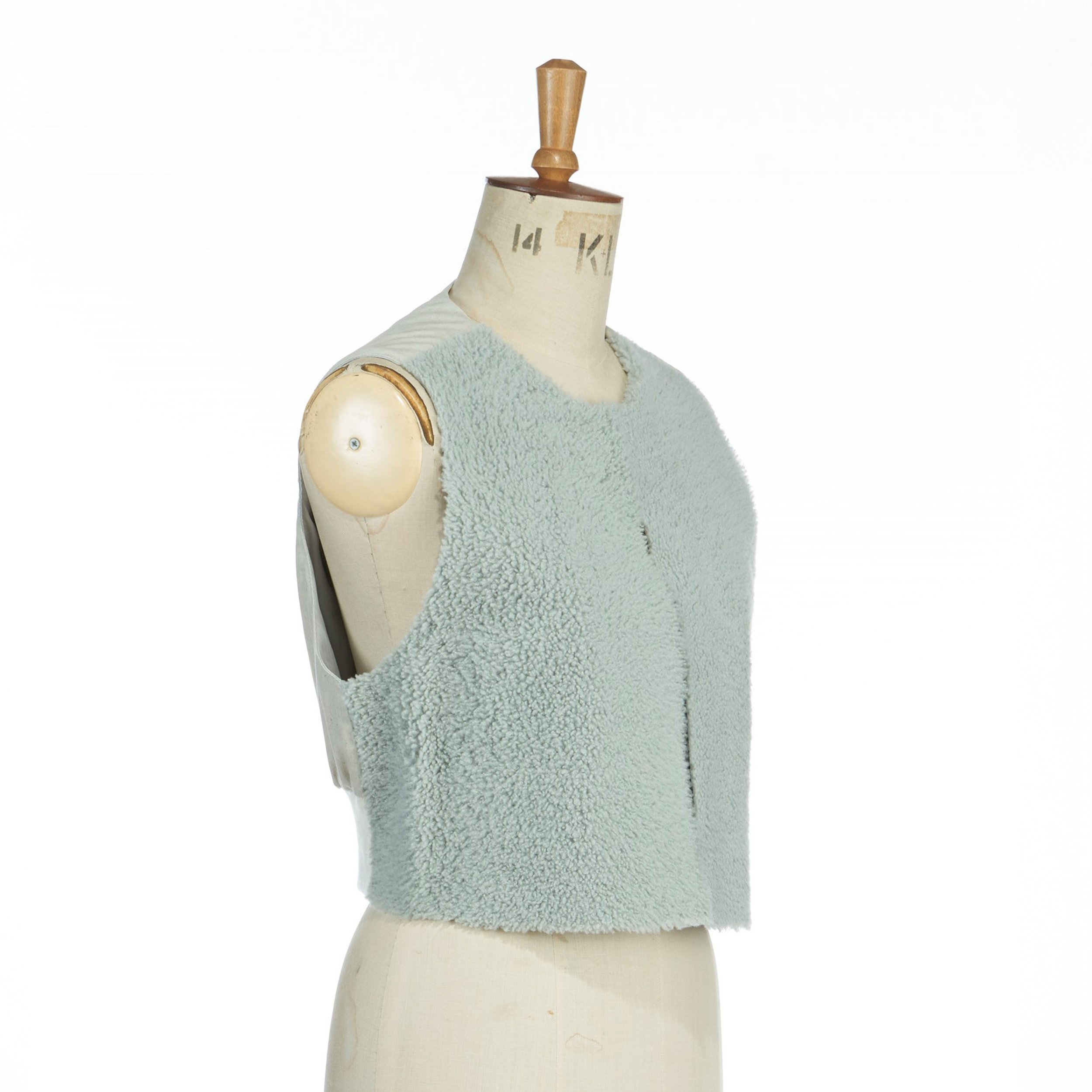 Pin Curl Shearling & Cotton Cropped Gilet