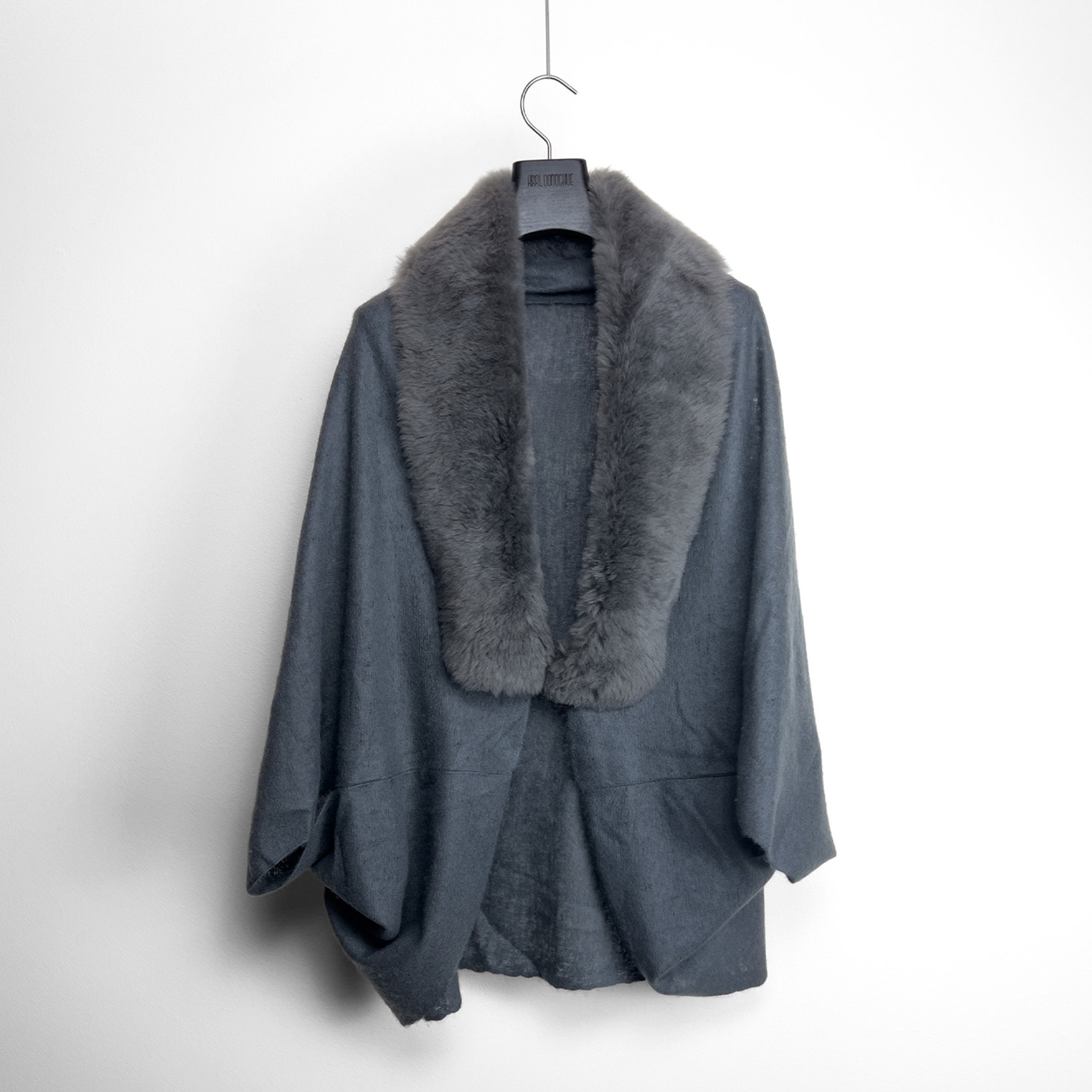 Double Felted Cashmere Shrug With Shearling Collar