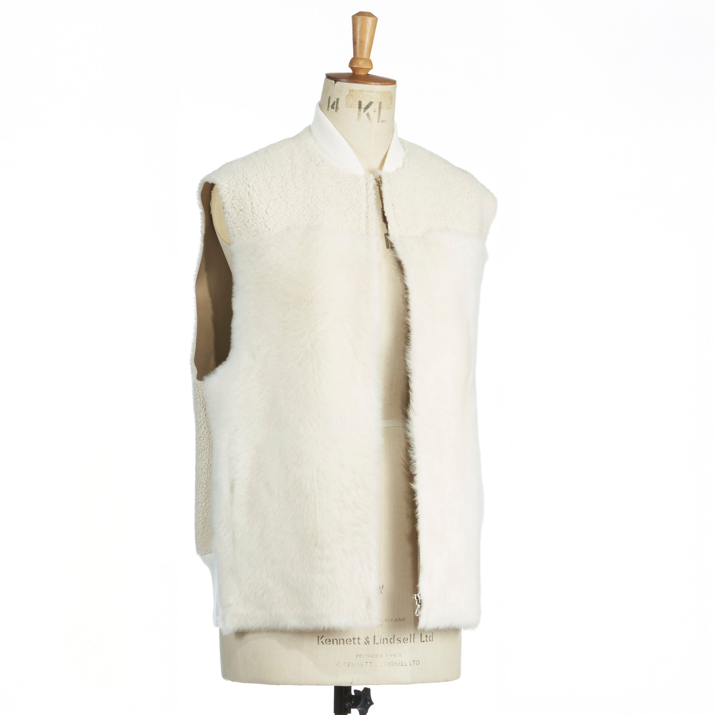 Cashmere & Pin Curl Shearling Zipper Gilet