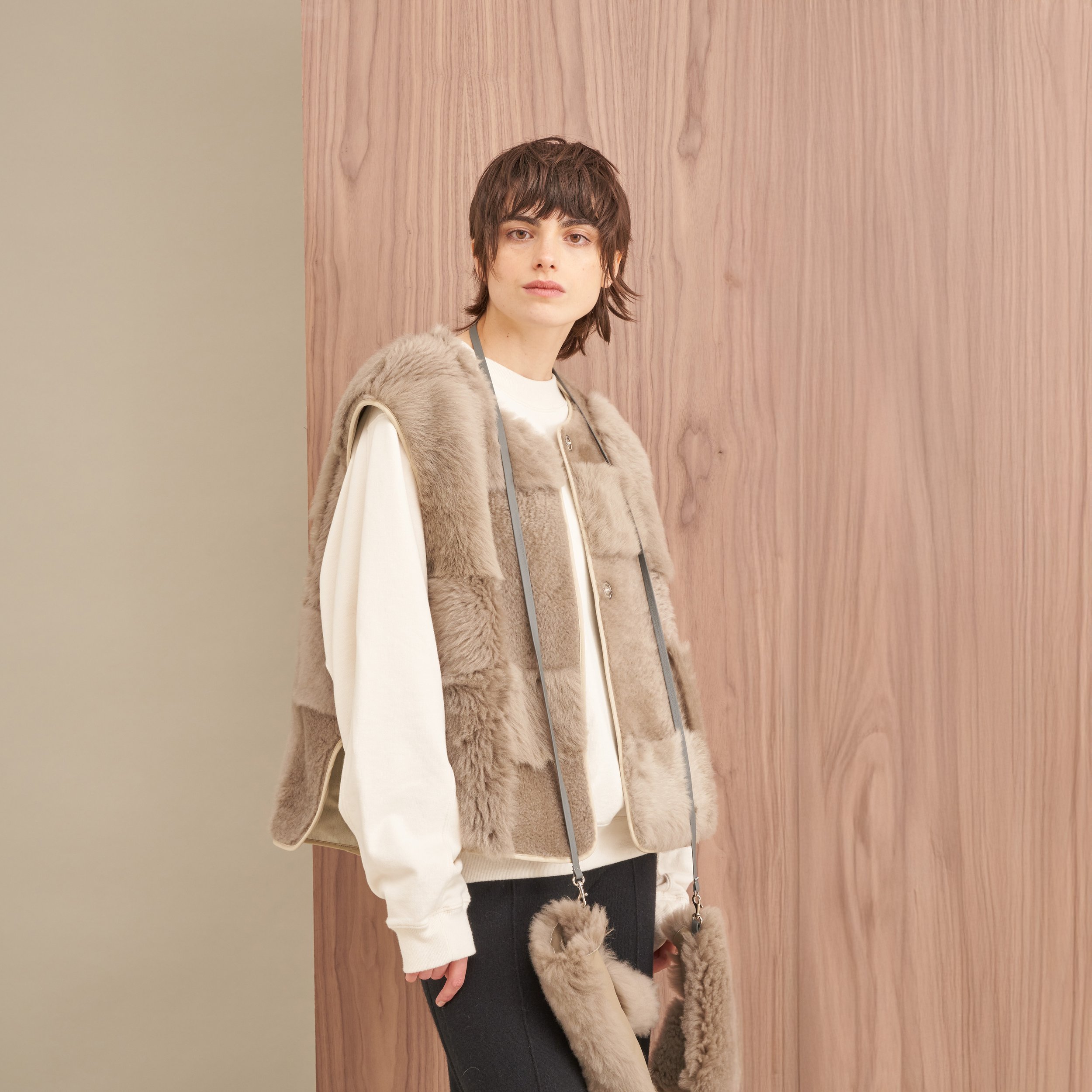 Patchwork Shearling & Cotton Reversible Gilet