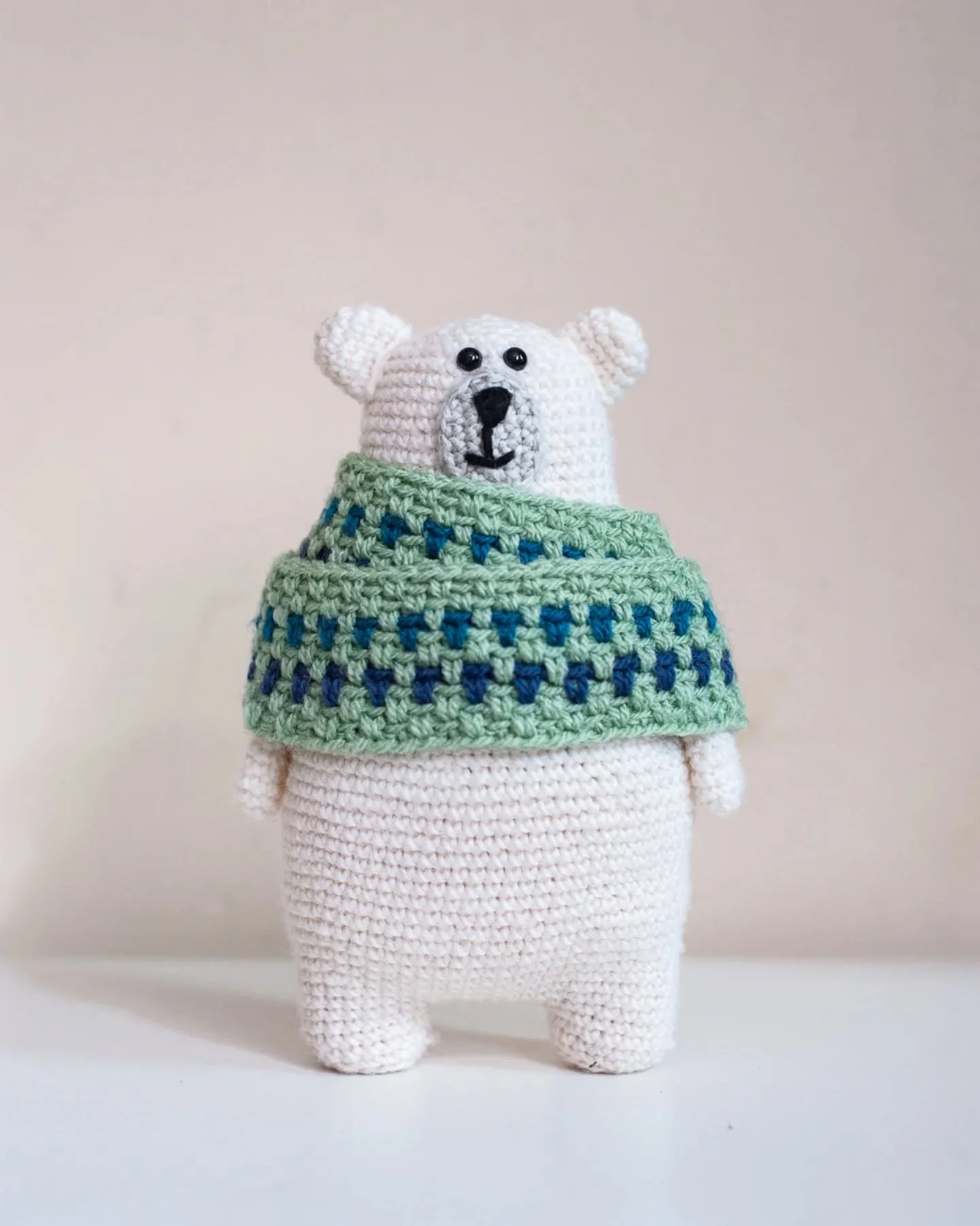 I have a friend who keeps talking about wanting to punch a bear so for their birthday I thought I'd crochet something to aid them with that quest. Unfortunately Polar Bear is so cute and happy that I think punching them would be a crime. 

Pattern: @