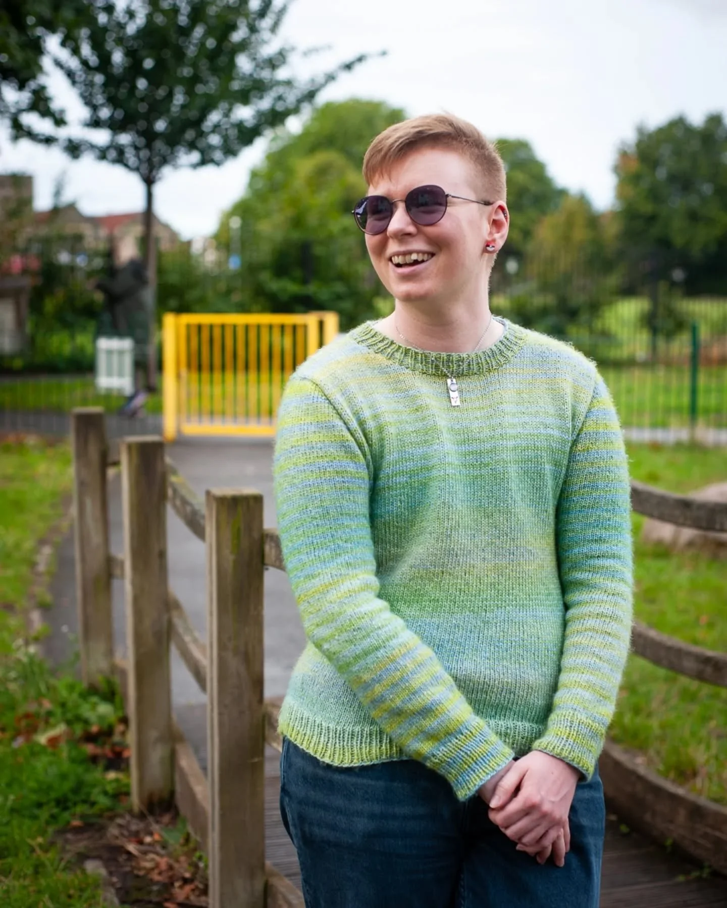 Designed my first jumper and wanted to show it off! 🎉

I'm honestly so pleased with this! It's pretty simple looking, but the main thing for me when I started making it was that I wanted something I could knit in the round, and that could imitate th