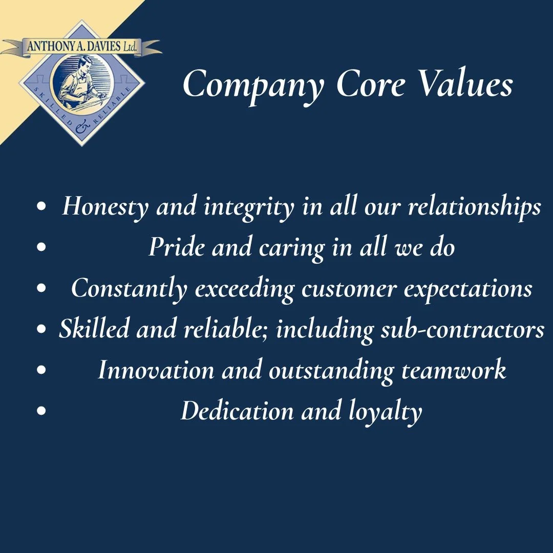 We pride ourselves on our values here at Anthony A Davies Ltd. 🔨✨👷&zwj;♂️