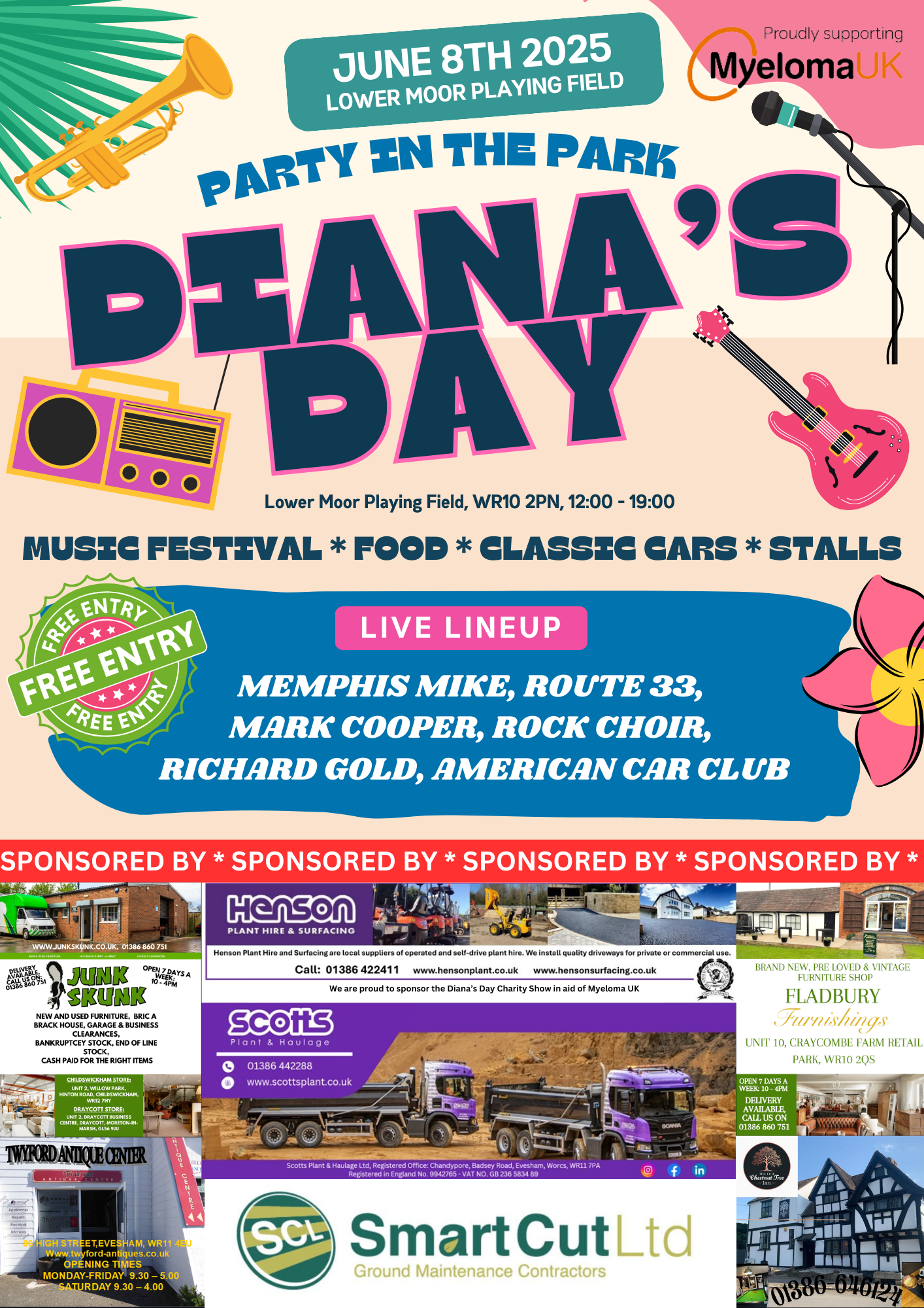 Poster showing details of Diana's Day music festival